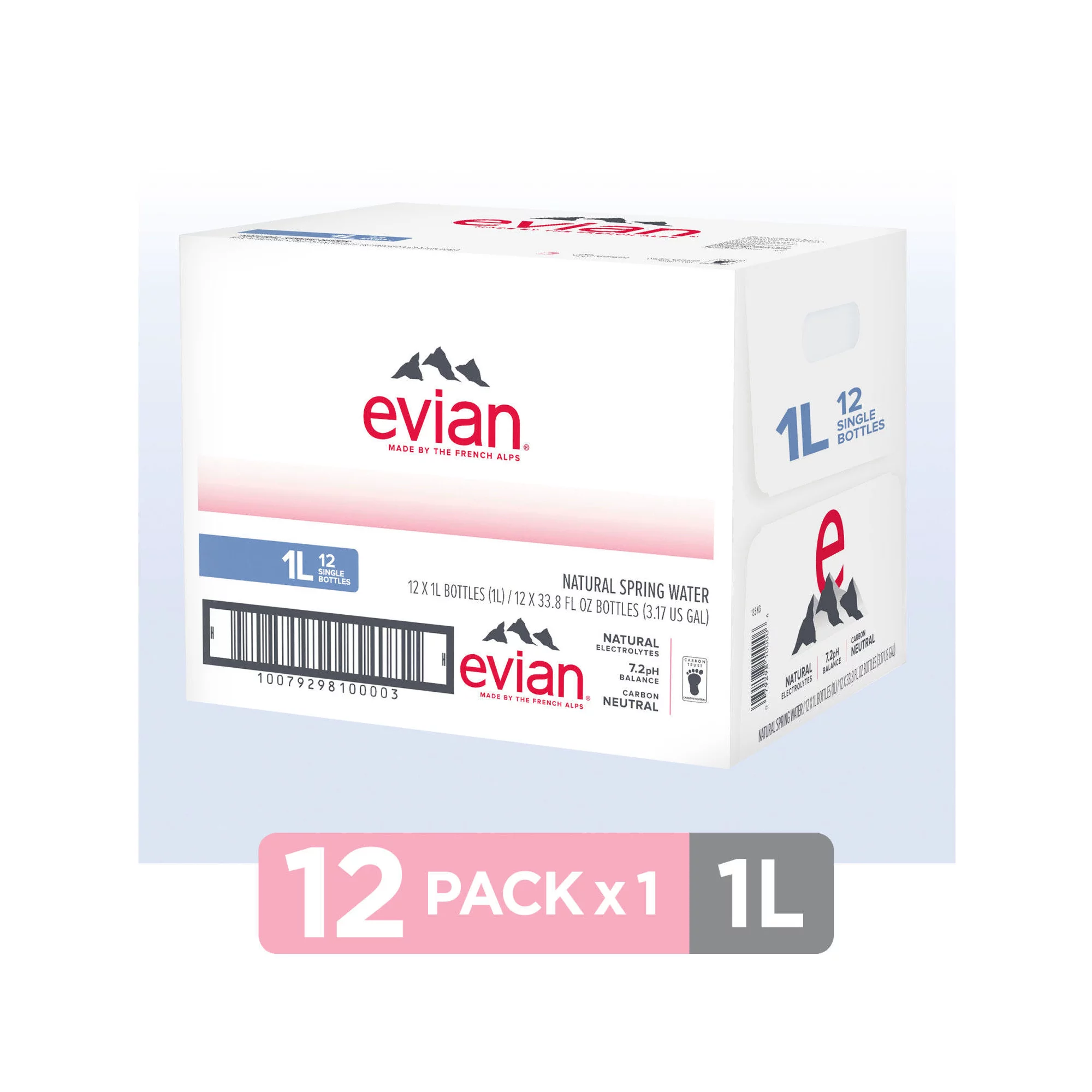 Evian Natural Spring Water 1 L. 12 pk.