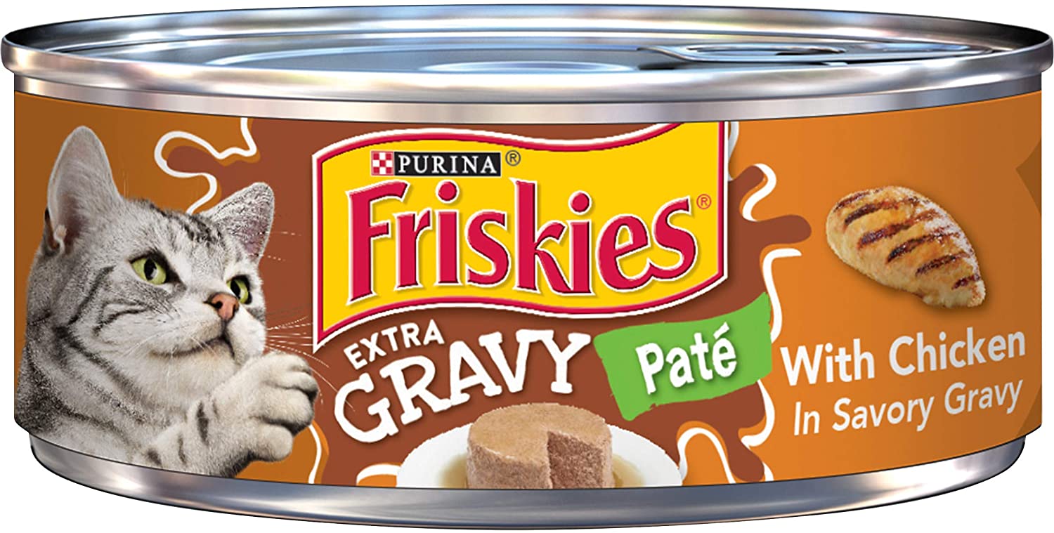 Purina Friskies Gravy Pate Wet Cat Food. Extra Gravy Pate With Chicken in Savory Gravy - (24) 5.5 oz. Cans