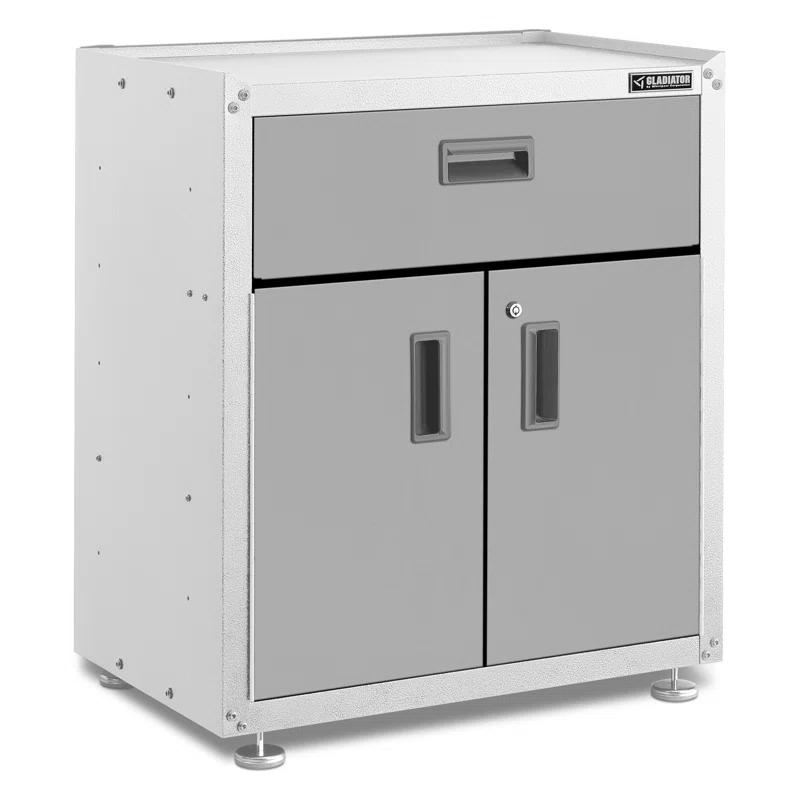 Gladiator GAGB28KDKW 28 in. W x 31 in. H x 18 in. D 1-Shelf 3/4-Door Modular GearBox Freestanding Cabinet in White