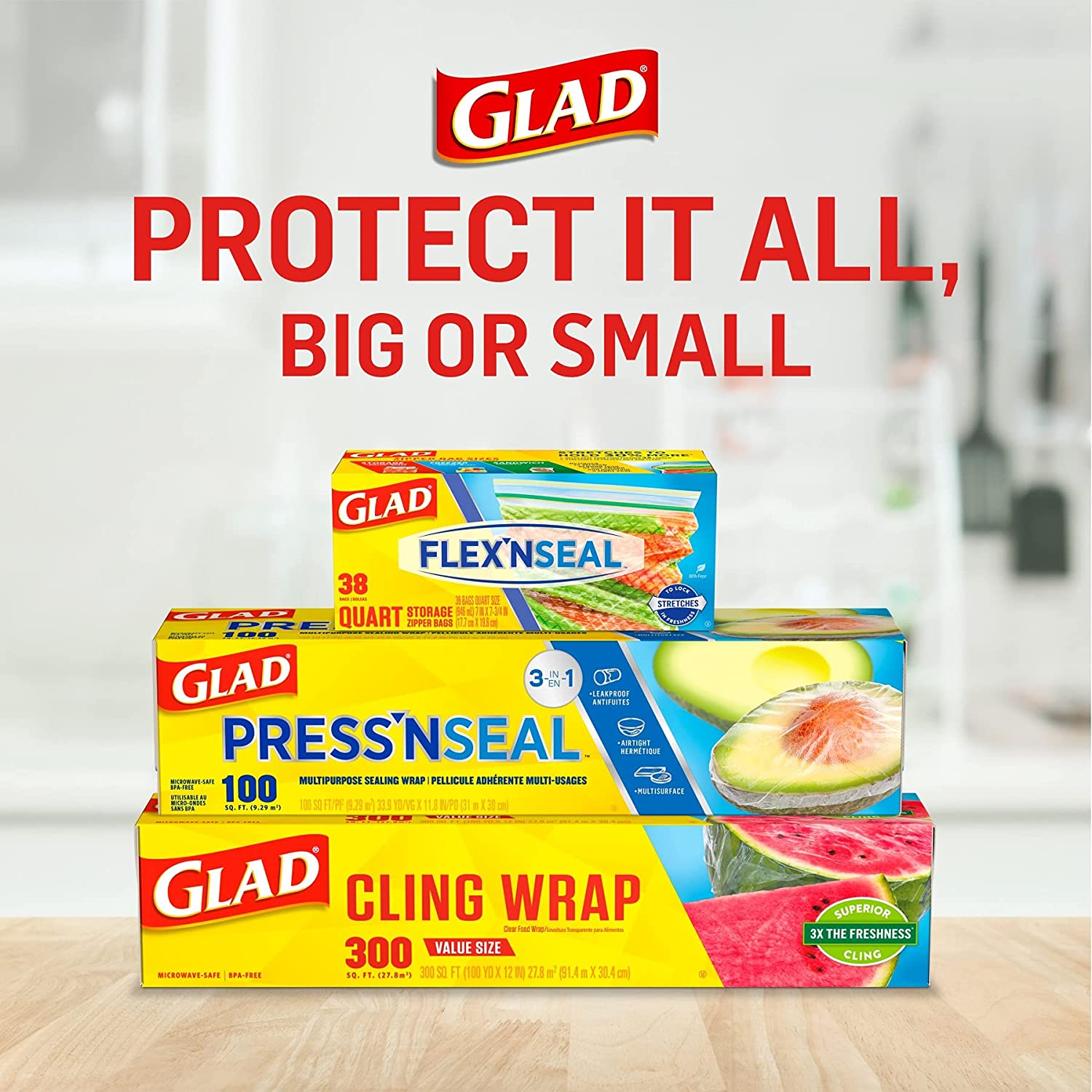 Glad® ClingWrap Plastic Food Wrap - 300 Square Foot Roll - 4 Pack
