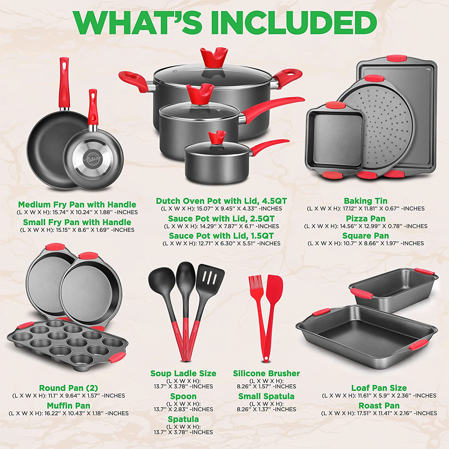 T-fal Ultimate Hard Anodized Nonstick Cookware Set 17 Piece Pots and Pans. Dishwasher Safe Black