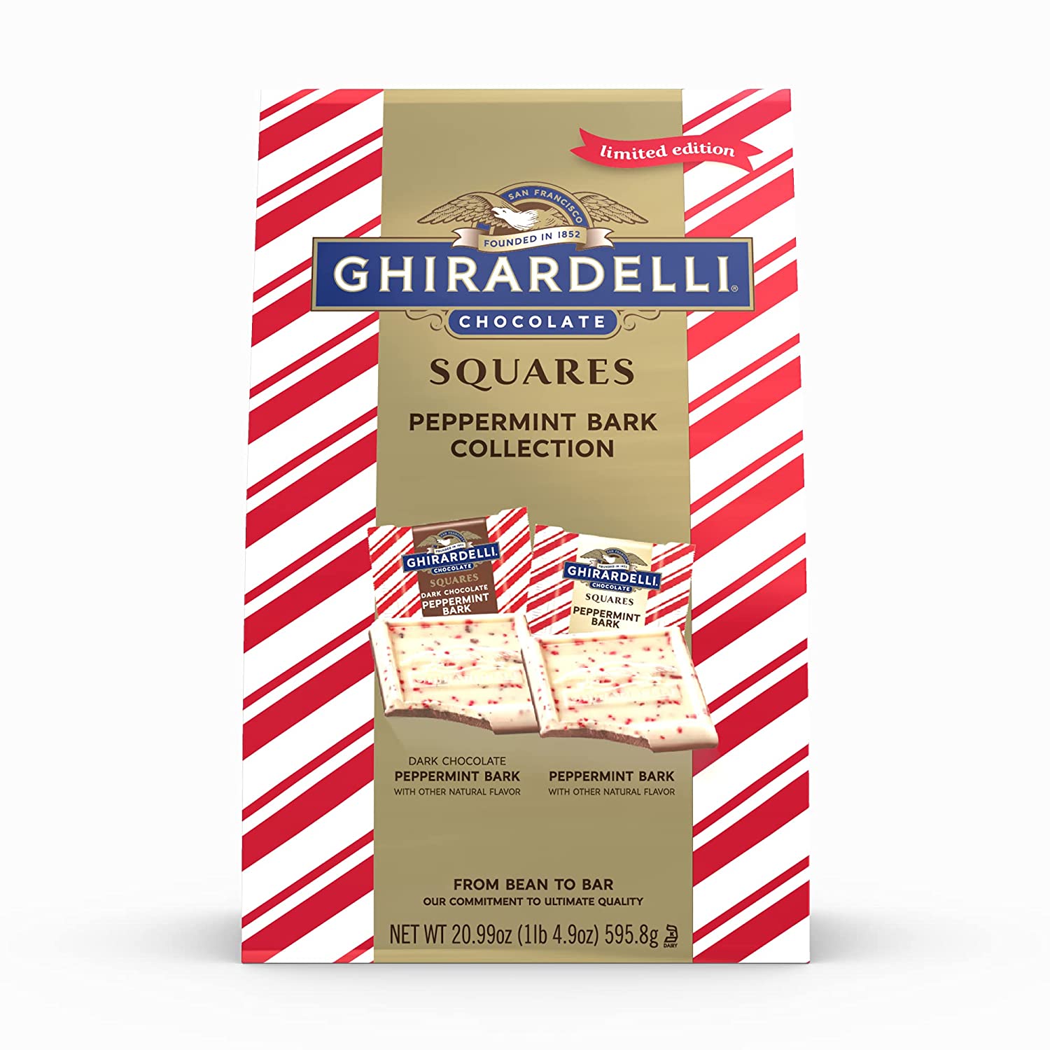 GHIRARDELLI Chocolate Squares. Peppermint Bark Assorted Chocolates. 20.99 OZ Bag