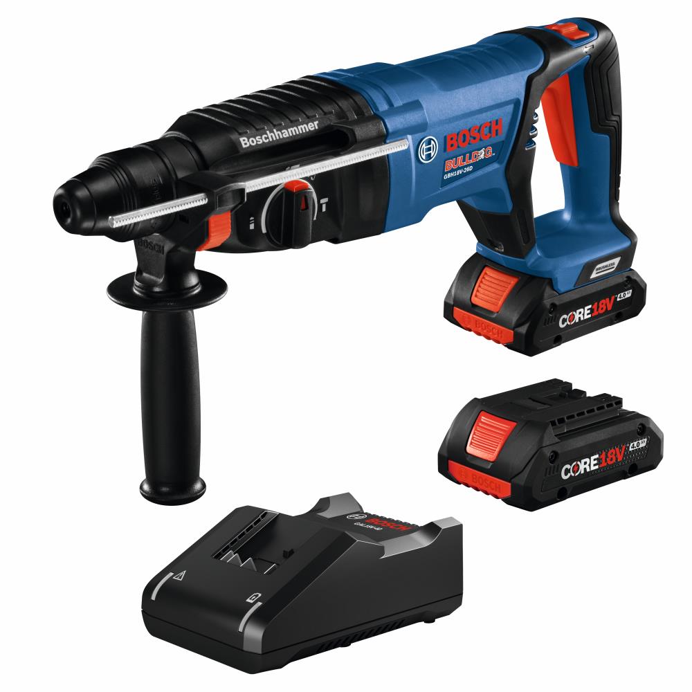 Bosch Bulldog Core18v-Amp 1-in SDS-Plus Variable Speed Cordless Rotary Hammer Drill (2-Batteries Included)