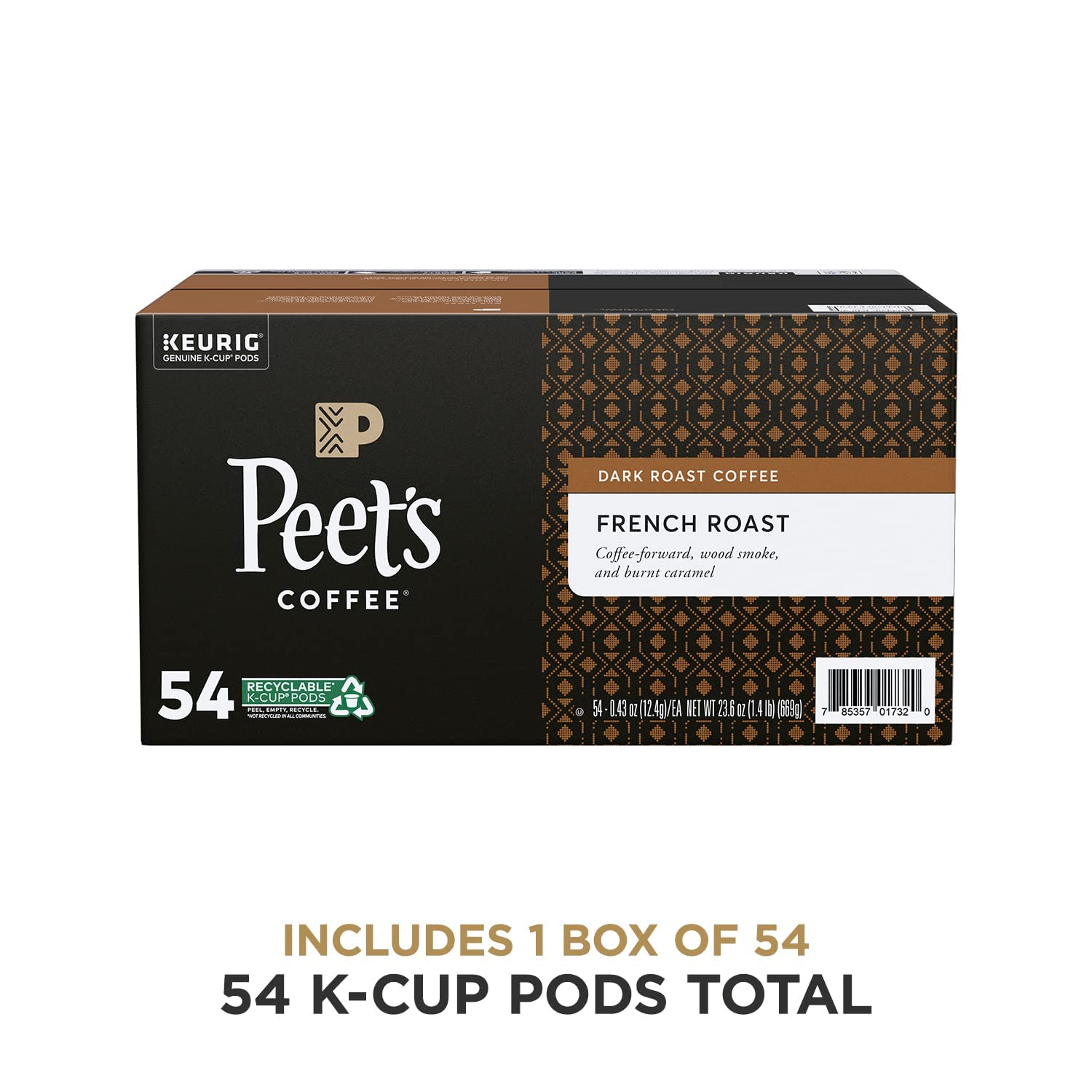 Peet-s Coffee French Roast. Dark Roast. 54 Count Single Serve K-Cup Coffee Pods for Keurig Coffee Maker