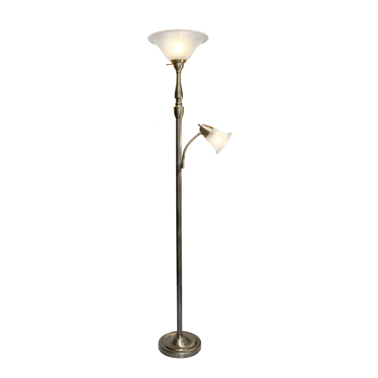 Elegant Designs 2 Light Mother Daughter Floor Lamp with White Marble Glass