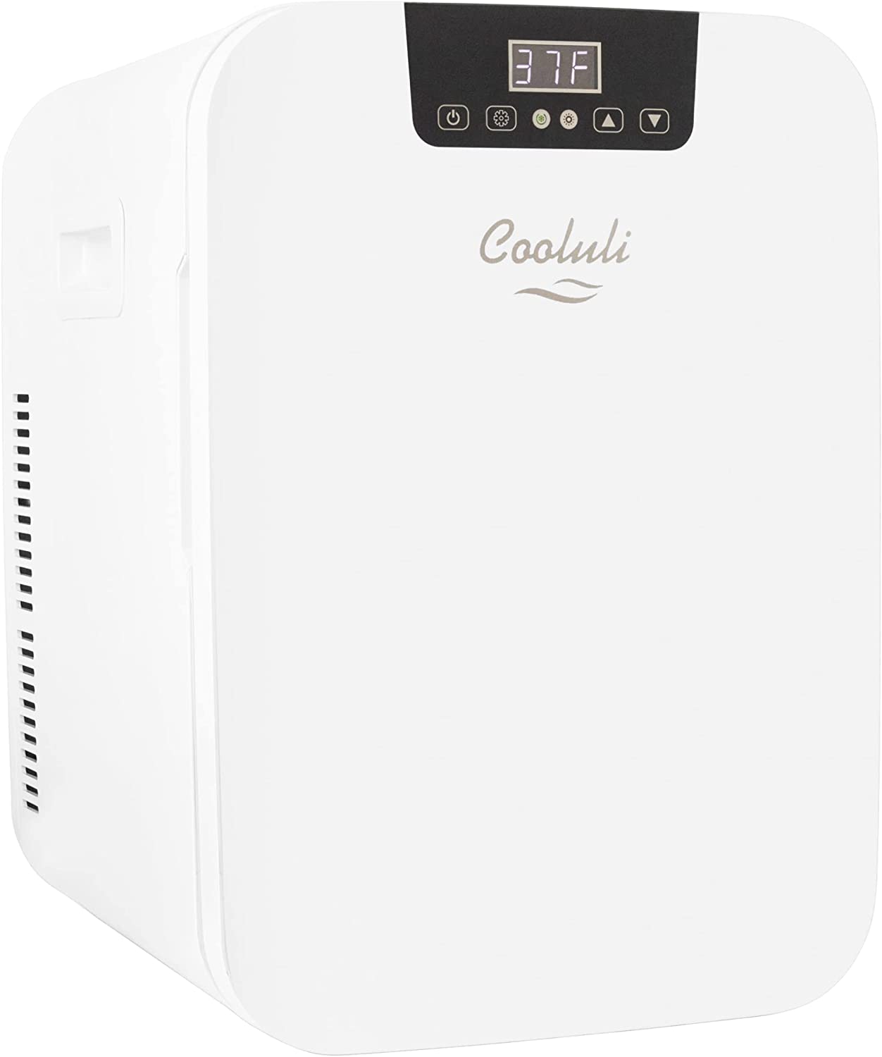 Cooluli 20L Mini Fridge For Bedroom - Car. Office Desk & College Dorm Room - Glass Front & Digital Temperature Control - 12v Small Refrigerator for Food. Drinks. Skincare. Beauty & Breast Milk (White)