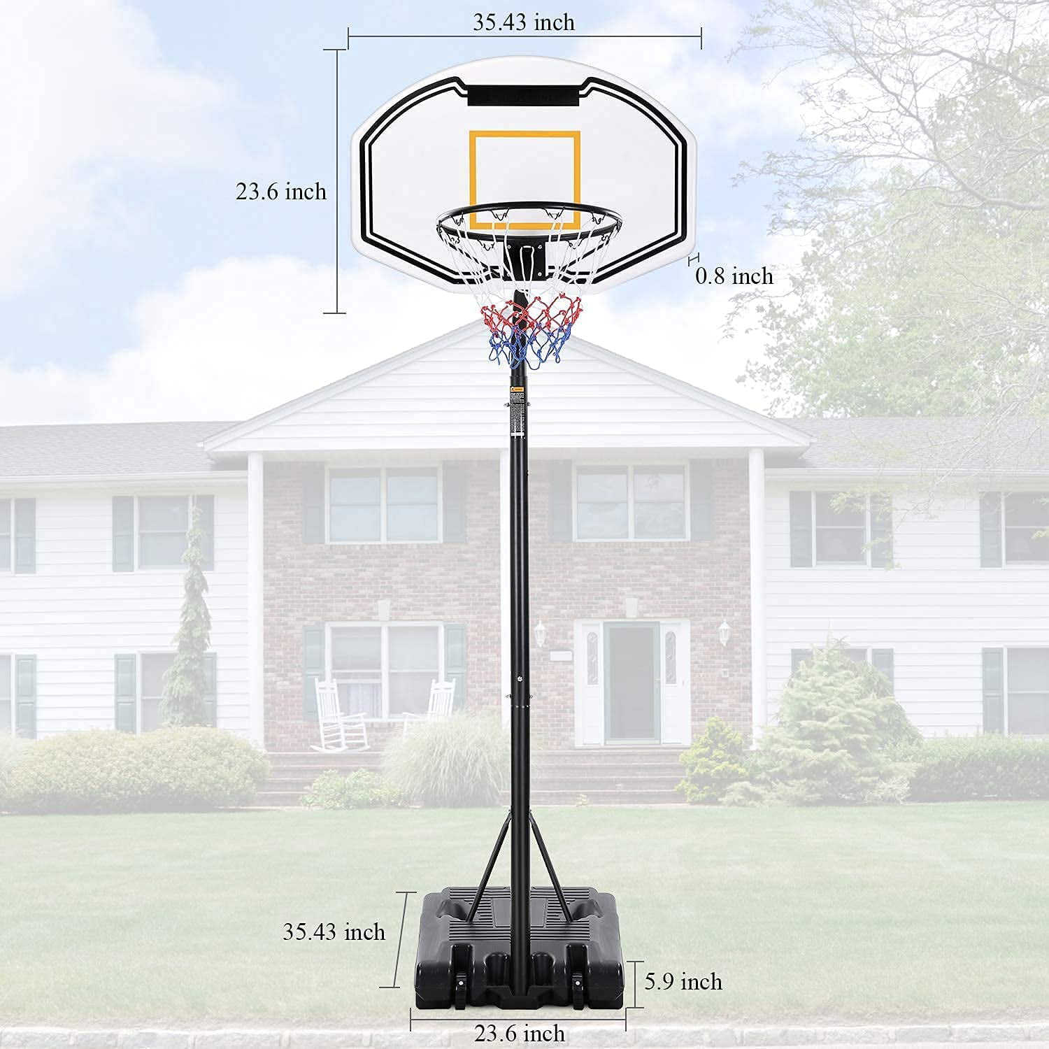 Basketball Hoop Portable Basketball Goal Outdoor Basketball Hoops 35 Inch Backboard with 7 ft-8.5ft Adjustable Height & Removable Wheels for Kids Youth Adult Family Indoor Basketball System Game Play