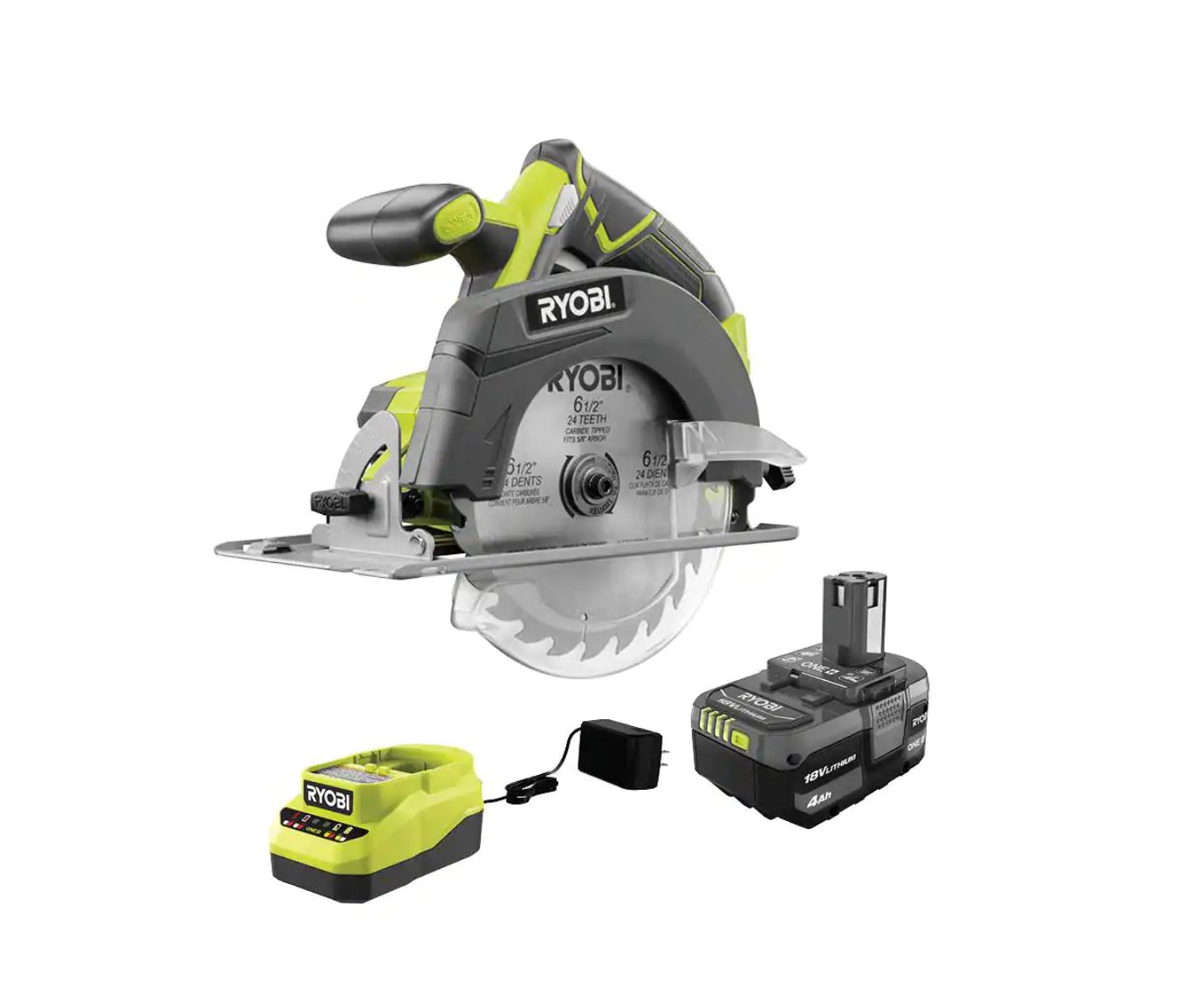 RYOBI P507K1 ONE+ 18V Cordless 6-1/2 in. Circular Saw Kit with 4.0 Ah Battery and 18V Charger