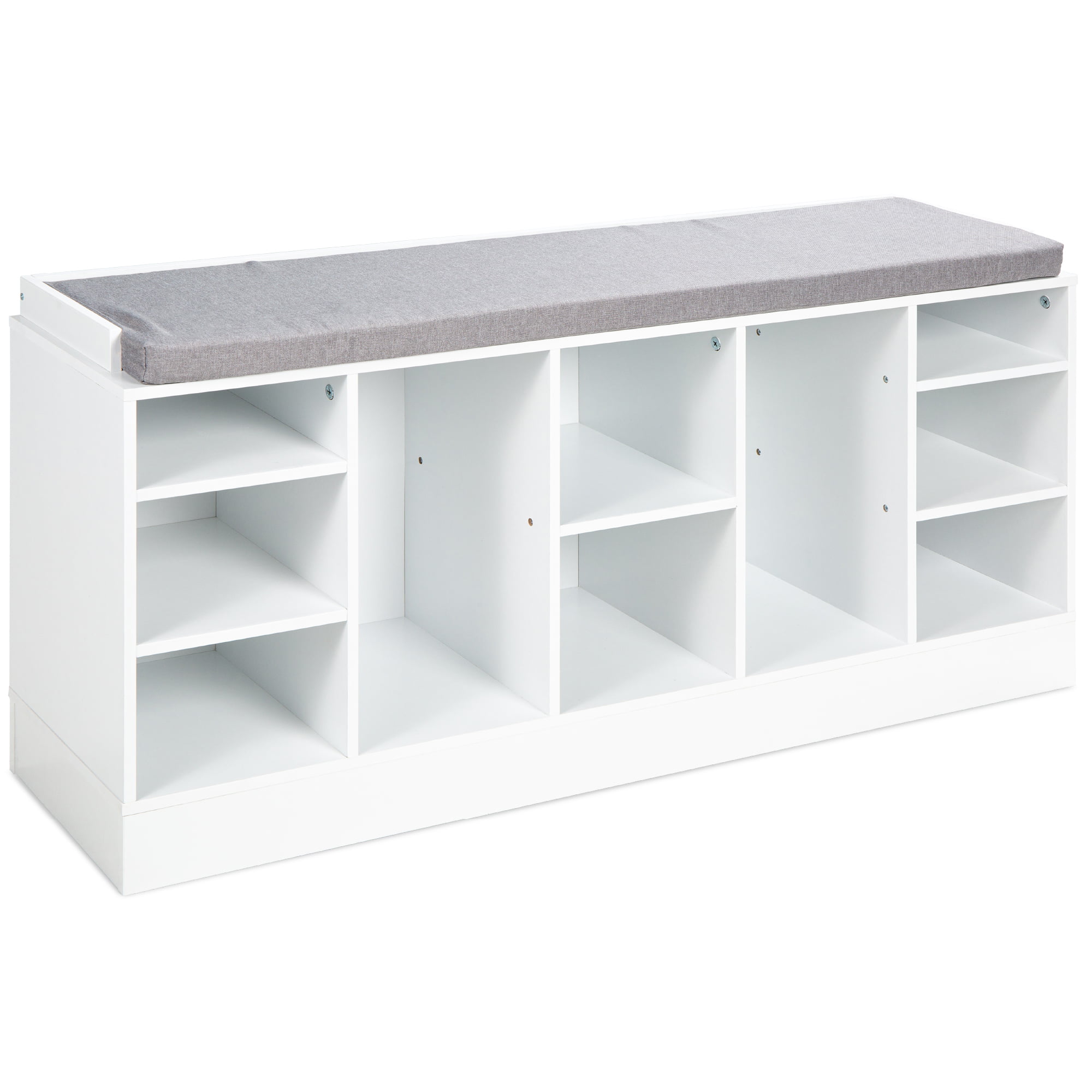 Best Choice Products 46in Shoe Storage Organization Rack Bench for Entryway. Bedroom w/ Padded Seat. 10 Cubbies - White