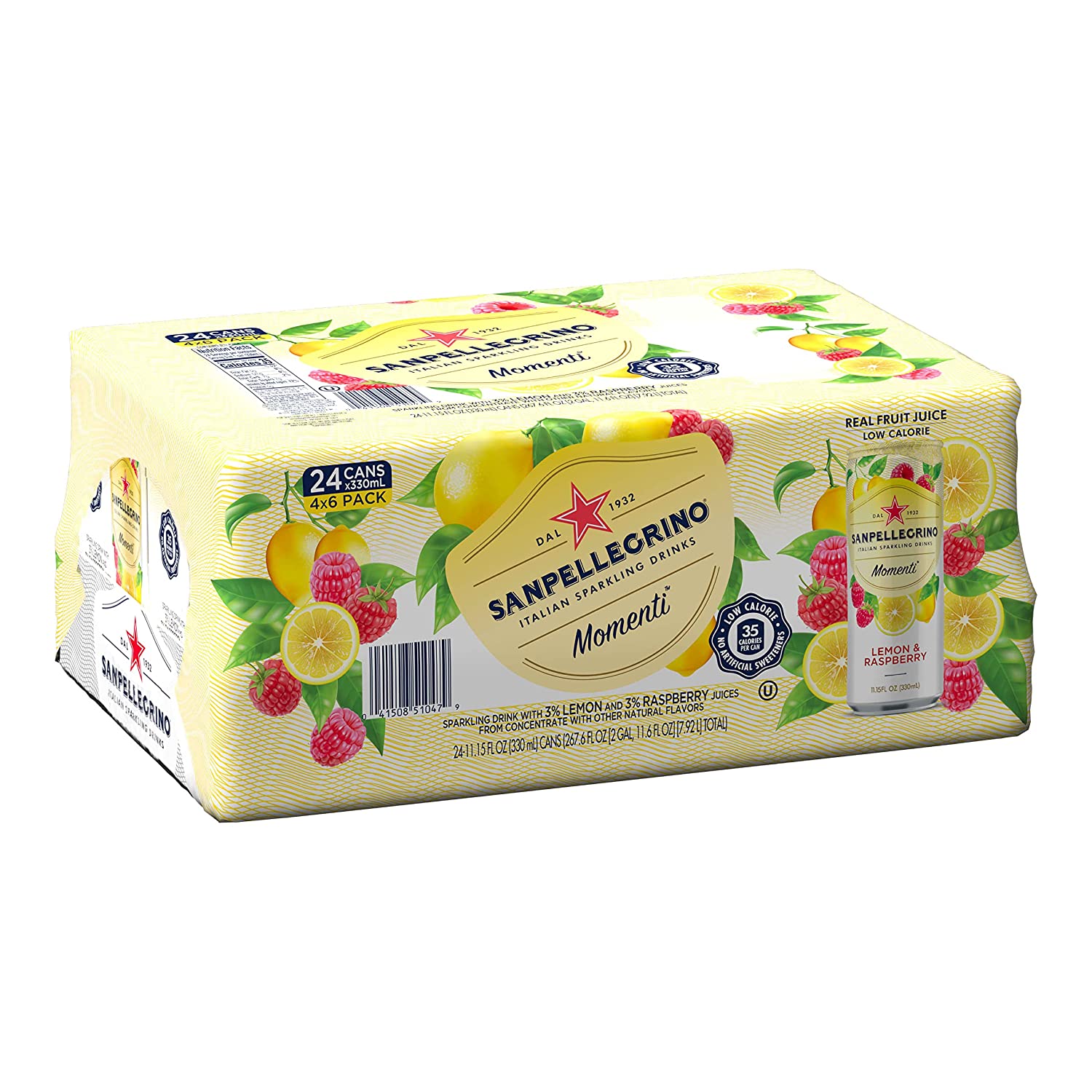 San Pellegrino Momenti Lemon Red Raspberry 11.15 fl oz. Cans (24 Count)