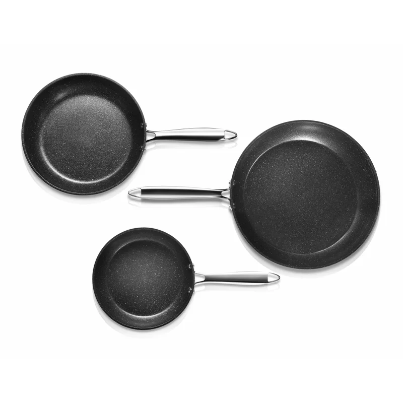 GRANITESTONE 7197 Professional 3-Piece Aluminum Ultra-Nonstick Hard Anodized Diamond Infused Fry Pan Set (8 in.. 10 in.. 12 in.)