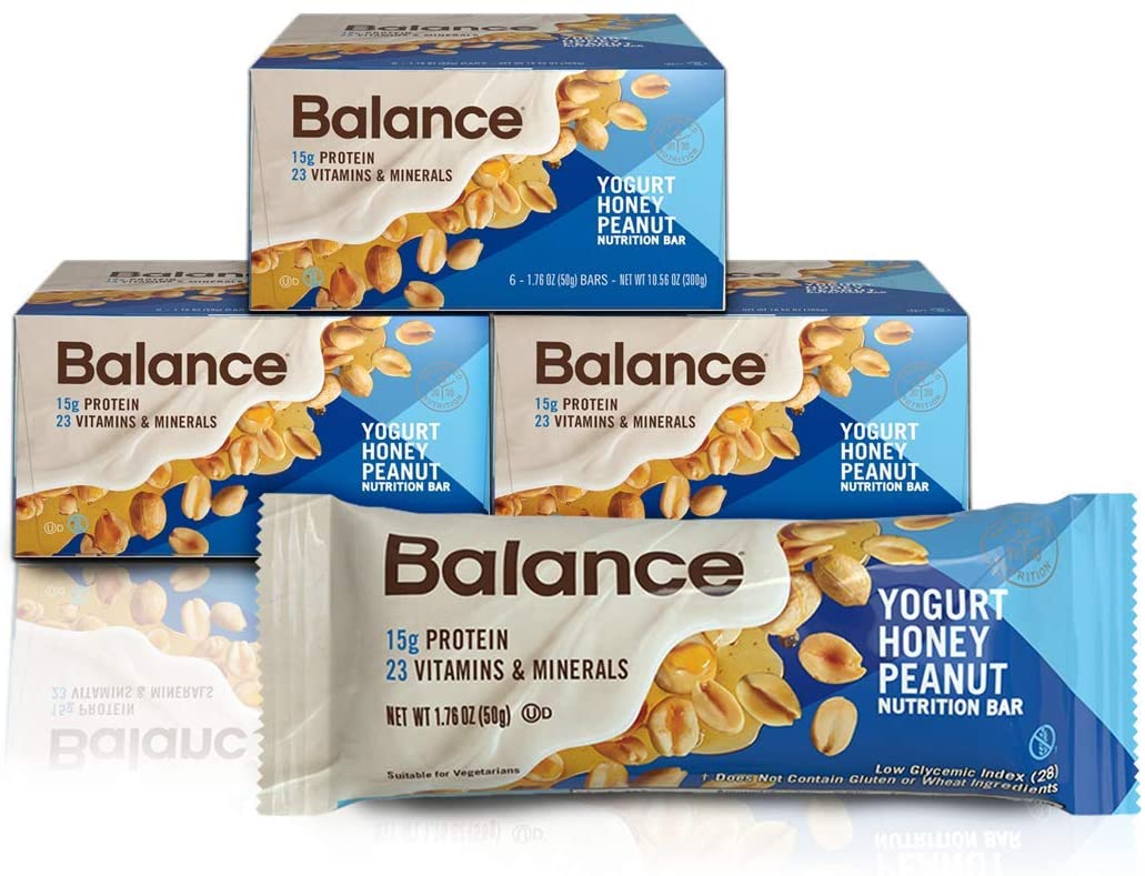 Balance Bar. Healthy Protein Snacks. Yogurt Honey Peanut