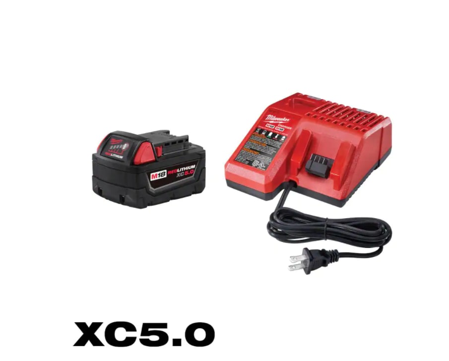 Milwaukee 48-59-1850 M18 18-Volt Lithium-Ion XC Starter Kit with One 5.0Ah Battery and Charger