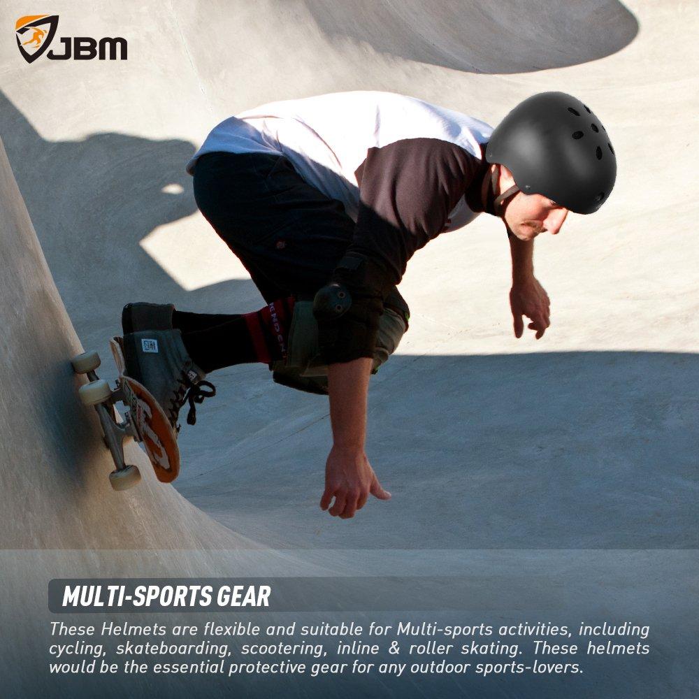 JBM Skateboard Helmet Impact Resistance Ventilation for Multi-Sports Cycling Skateboarding Scooter Roller Skate Inline Skating Longboard