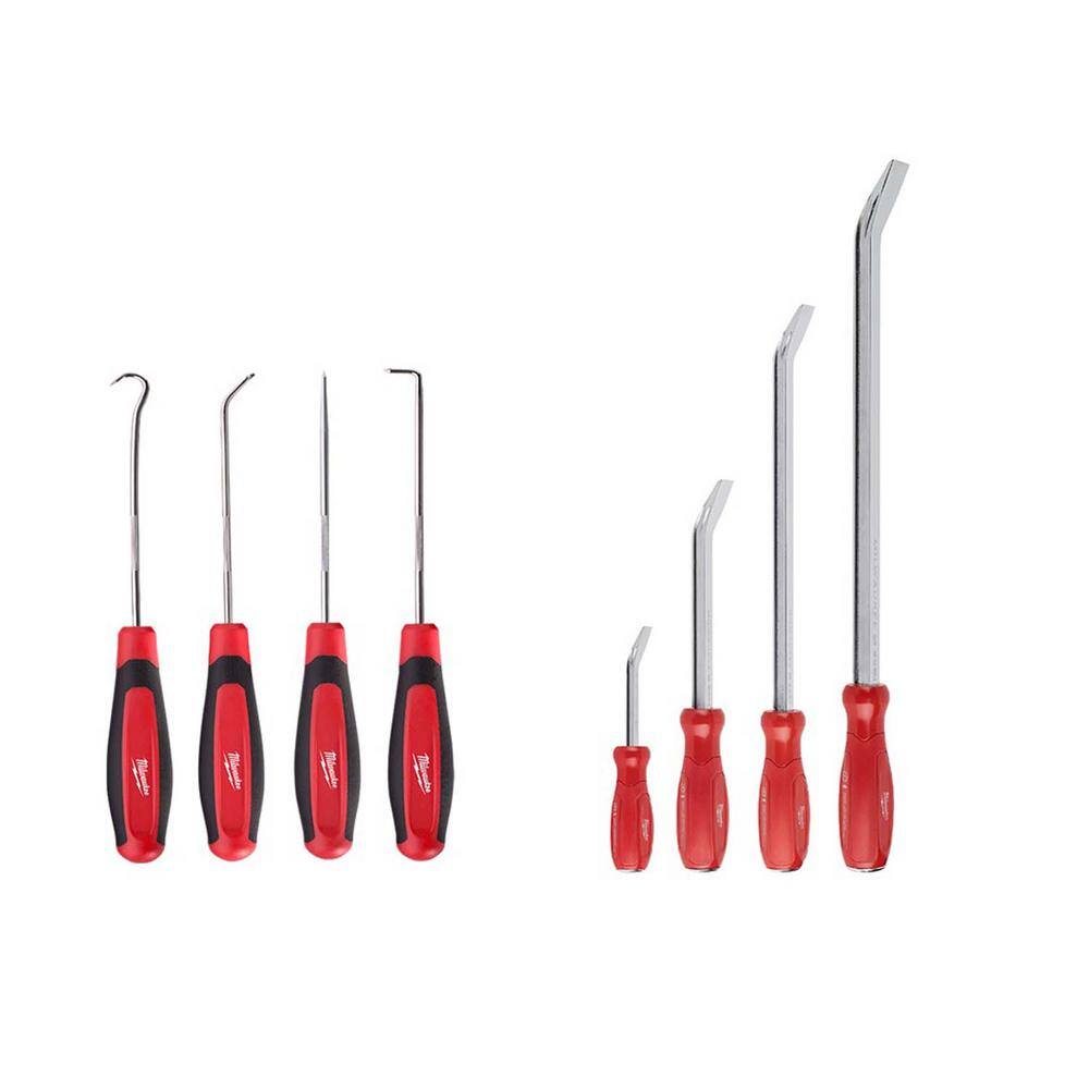 Milwaukee 48-22-9214-48-22-9215 Pry Bar Set with Hook and Pick Set (8-Piece)