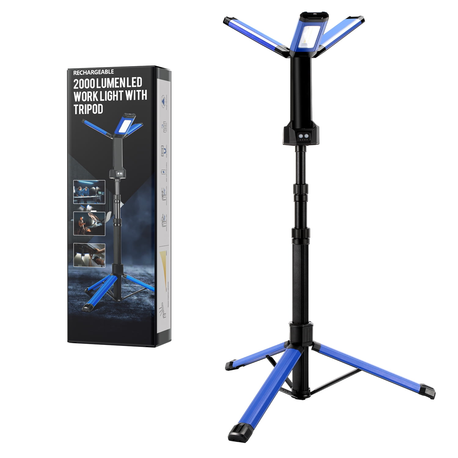 Teedor Rechargeable LED Work Light with Tripod. 2000 Lumens. 20W. 8000mah. IP54