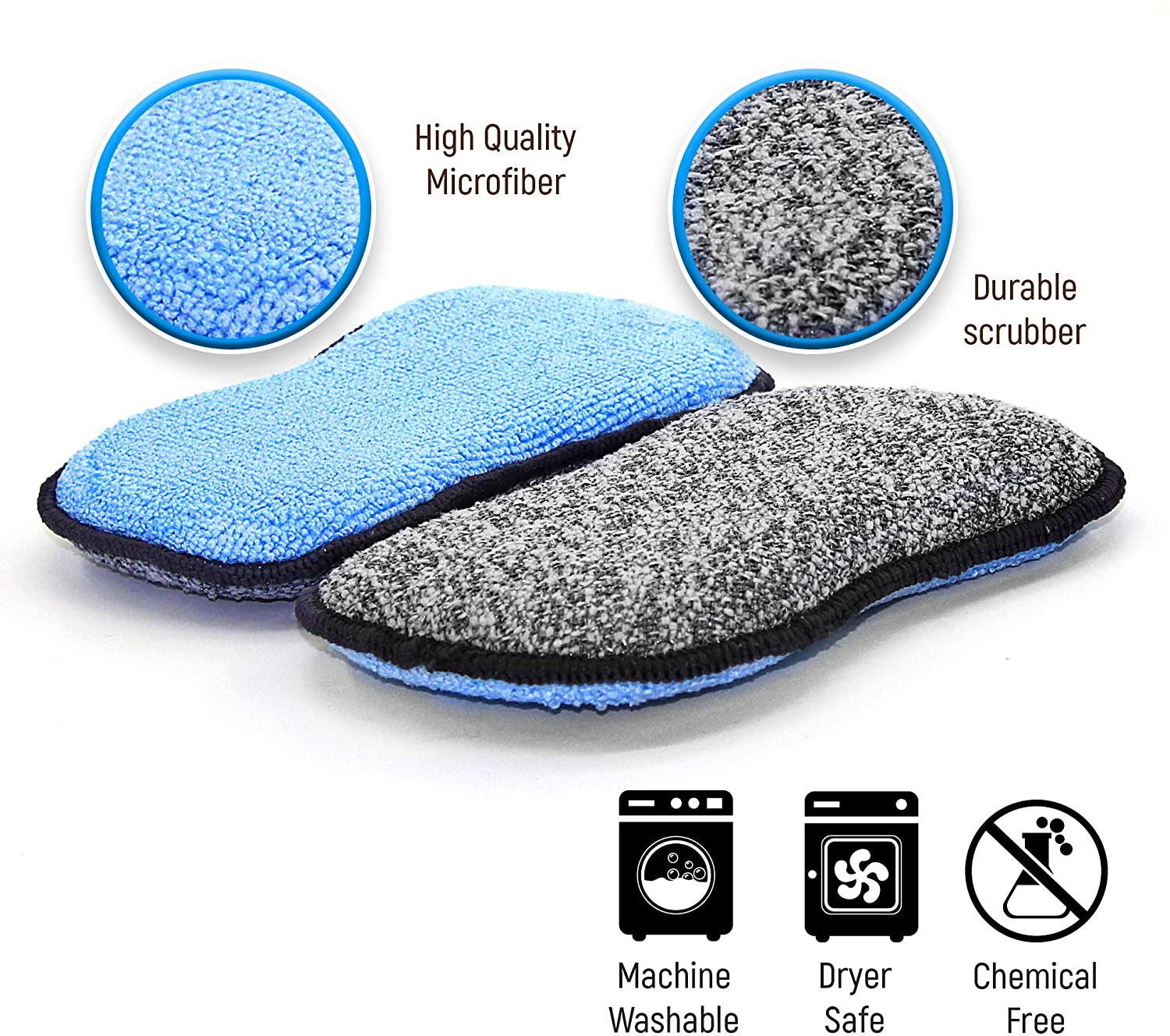 Multi-Purpose Scrub Sponges for Kitchen by Scrub- it - Non-Scratch Microfiber