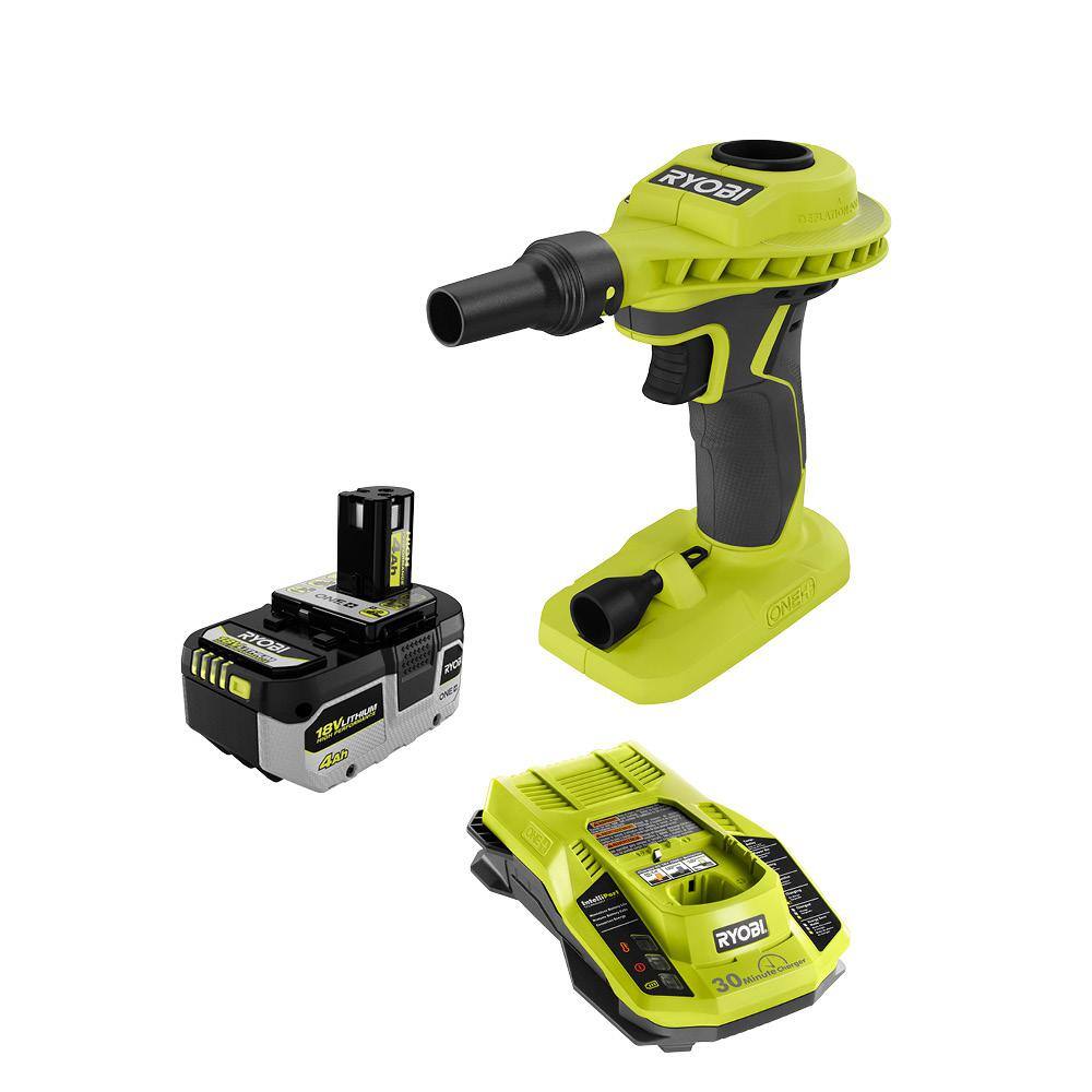 RYOBI P738-PSK004 ONE+ 18V Cordless High Volume Power Inflator with HIGH PERFORMANCE 4.0 Ah Battery and Charger Kit