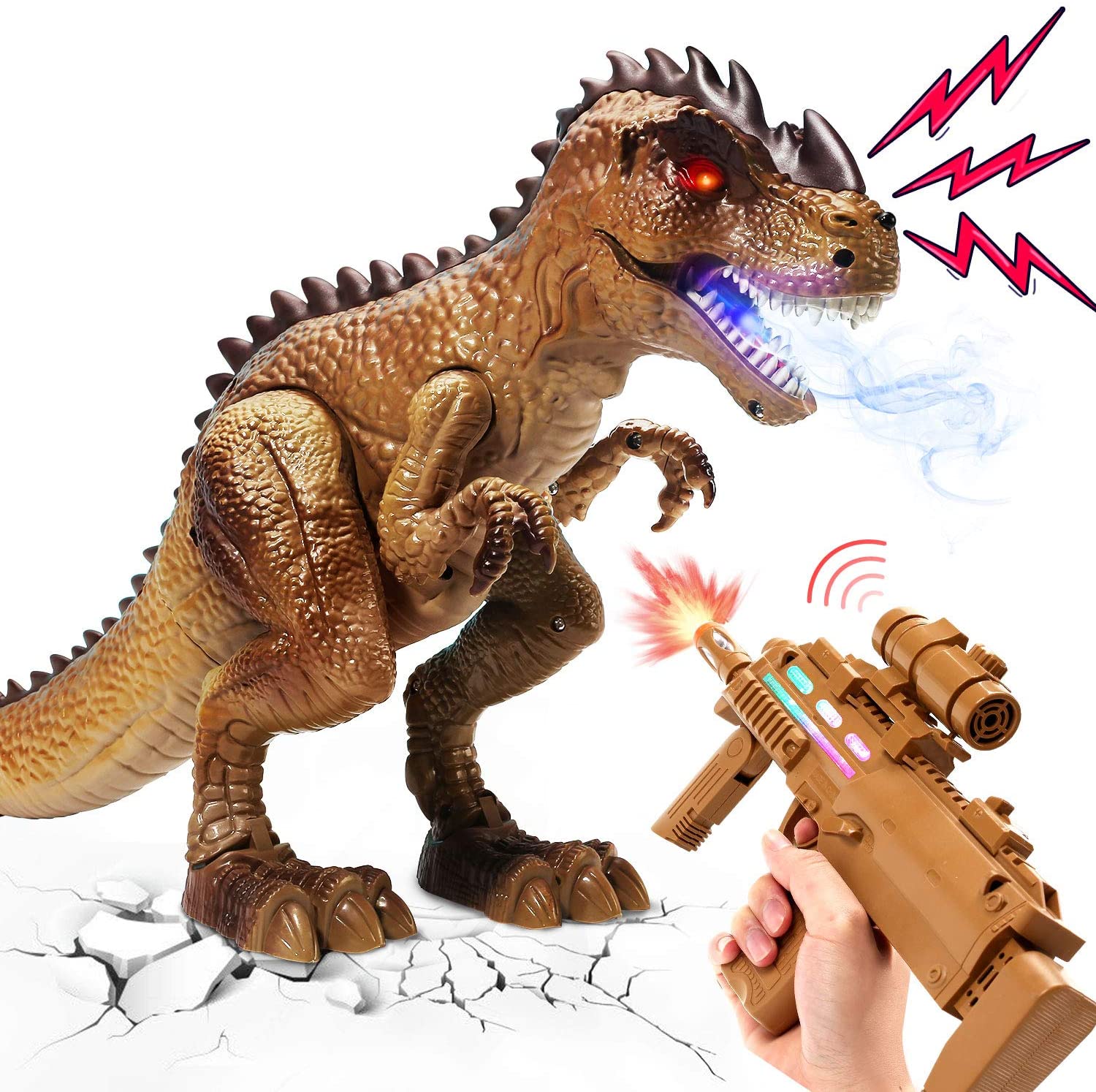 Remote Control Dinosaur Toys for Kids. RC T Rex React to Shooting