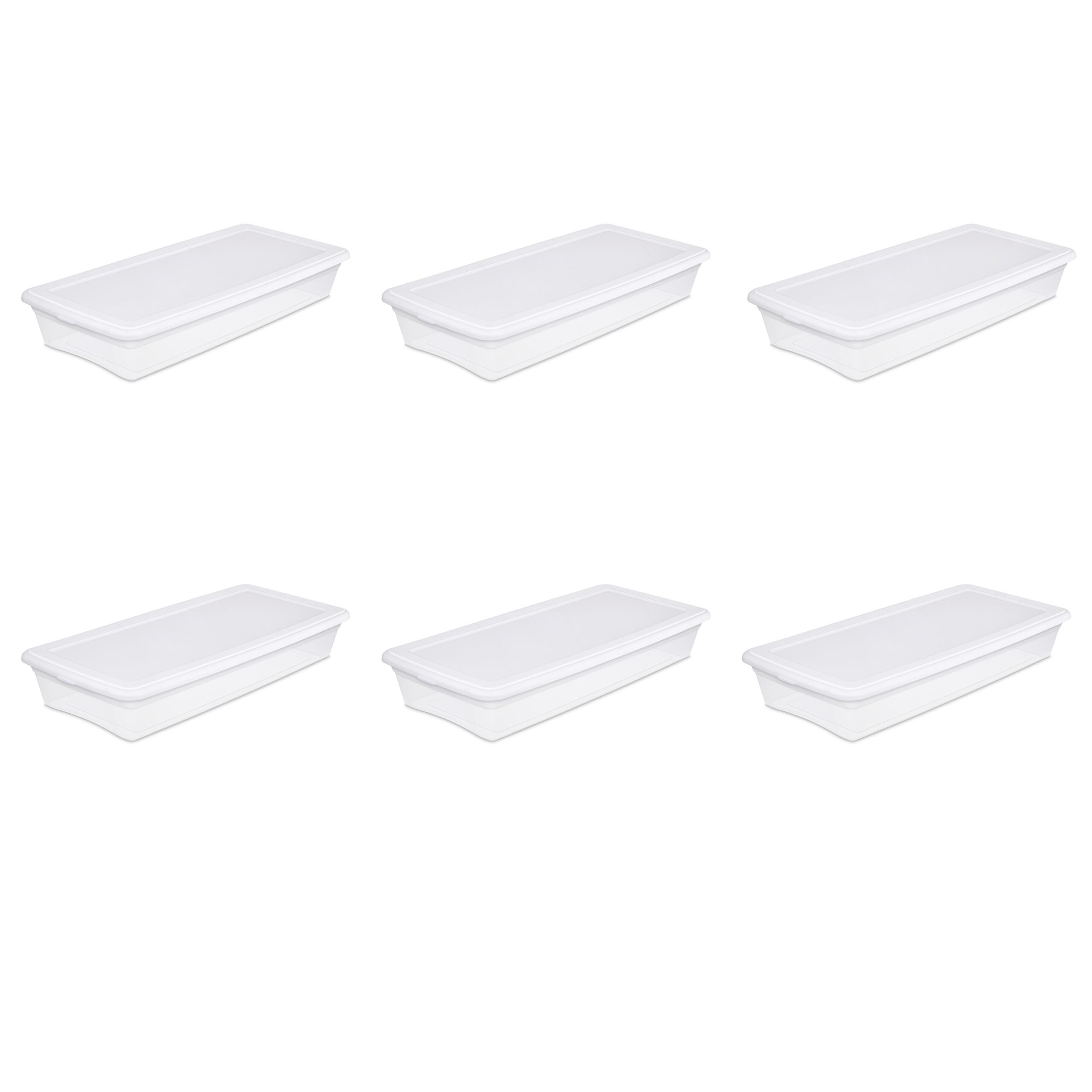 Sterilite 41 Qt Storage Box Clear Base White Lid Set of 6