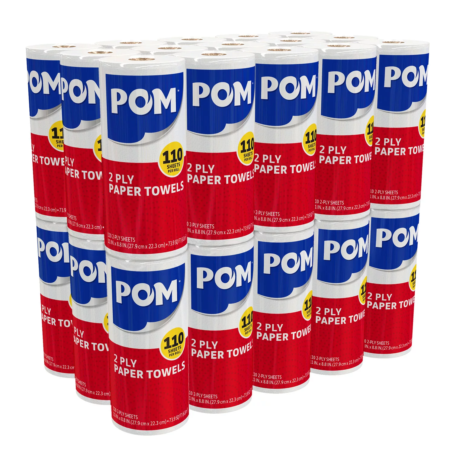 POM Individually Wrapped 2-Ply Paper Towels (110 sheets/roll. 30 rolls)
