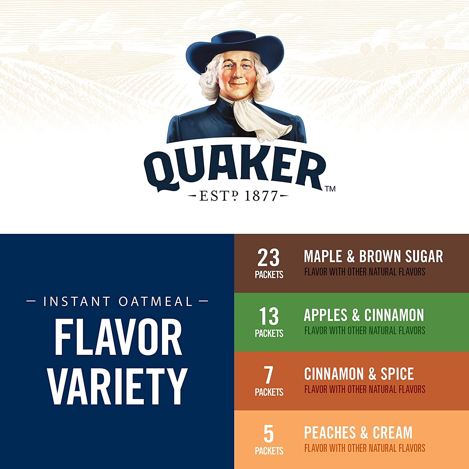 Quaker Instant Oatmeal. 4 Flavor Variety Pack. Individual Packets. 48 Count