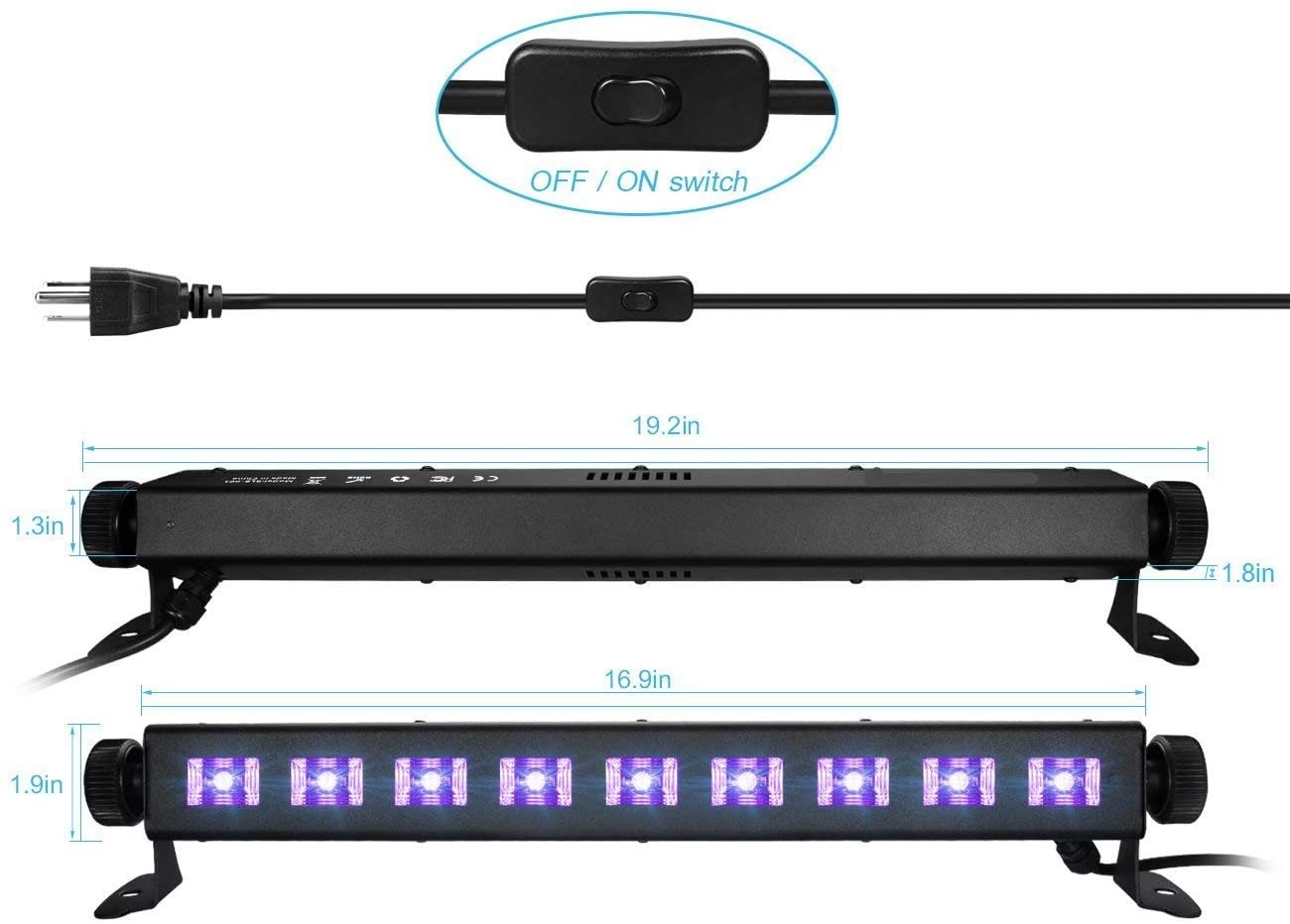 Gohyo 9 LED Black Light. 27W LED UV Bar Glow in The Dark Party
