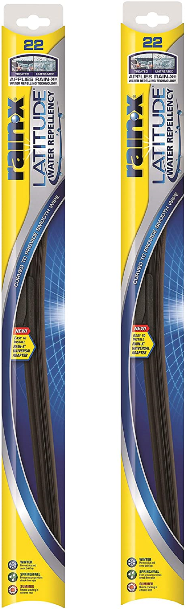 Rain-X 810165 Latitude Water Repellency 22″ Windshield Wiper Blade. 2 Pack