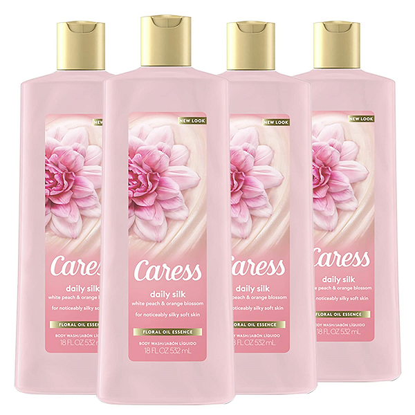 Caress Body Wash for Women. Daily Silk. 18 oz. 4 Count