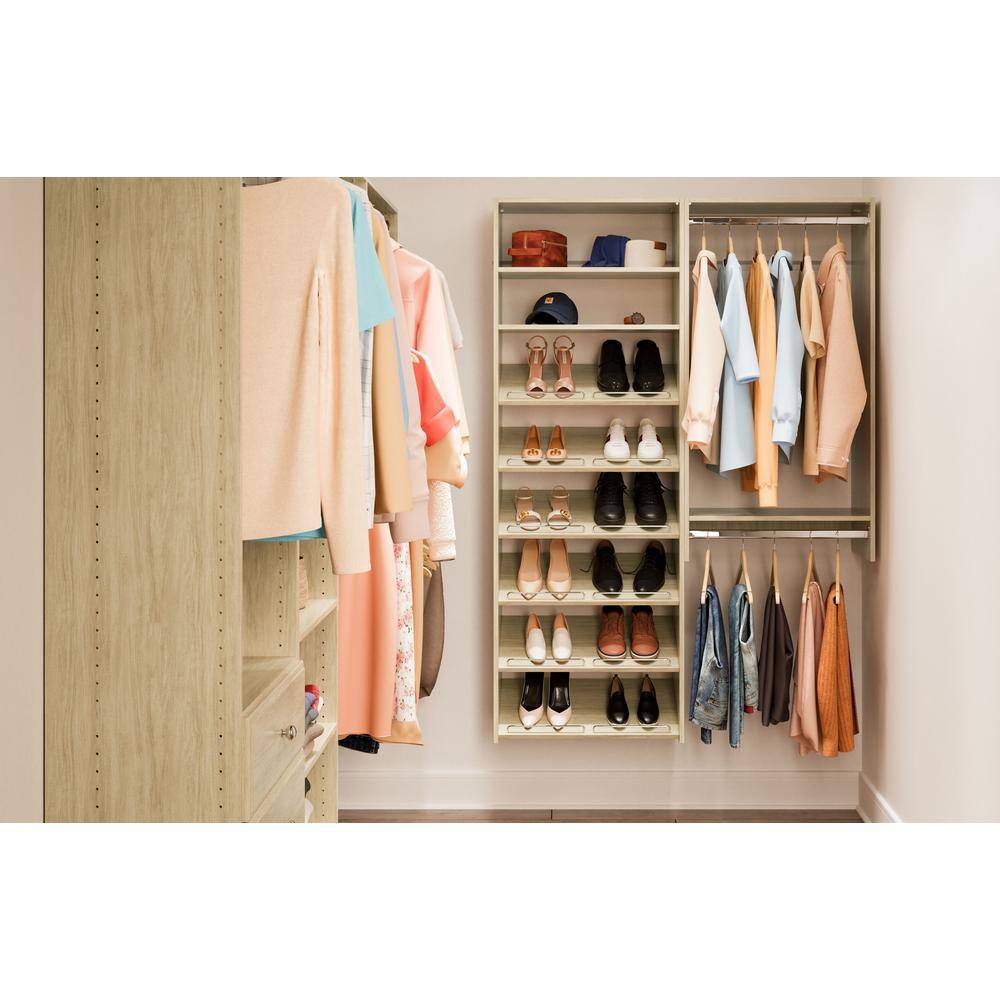 Closet Evolution HG28 25.125 in. W . Essential Shoe Harvest Grain Wood Tower Closet System