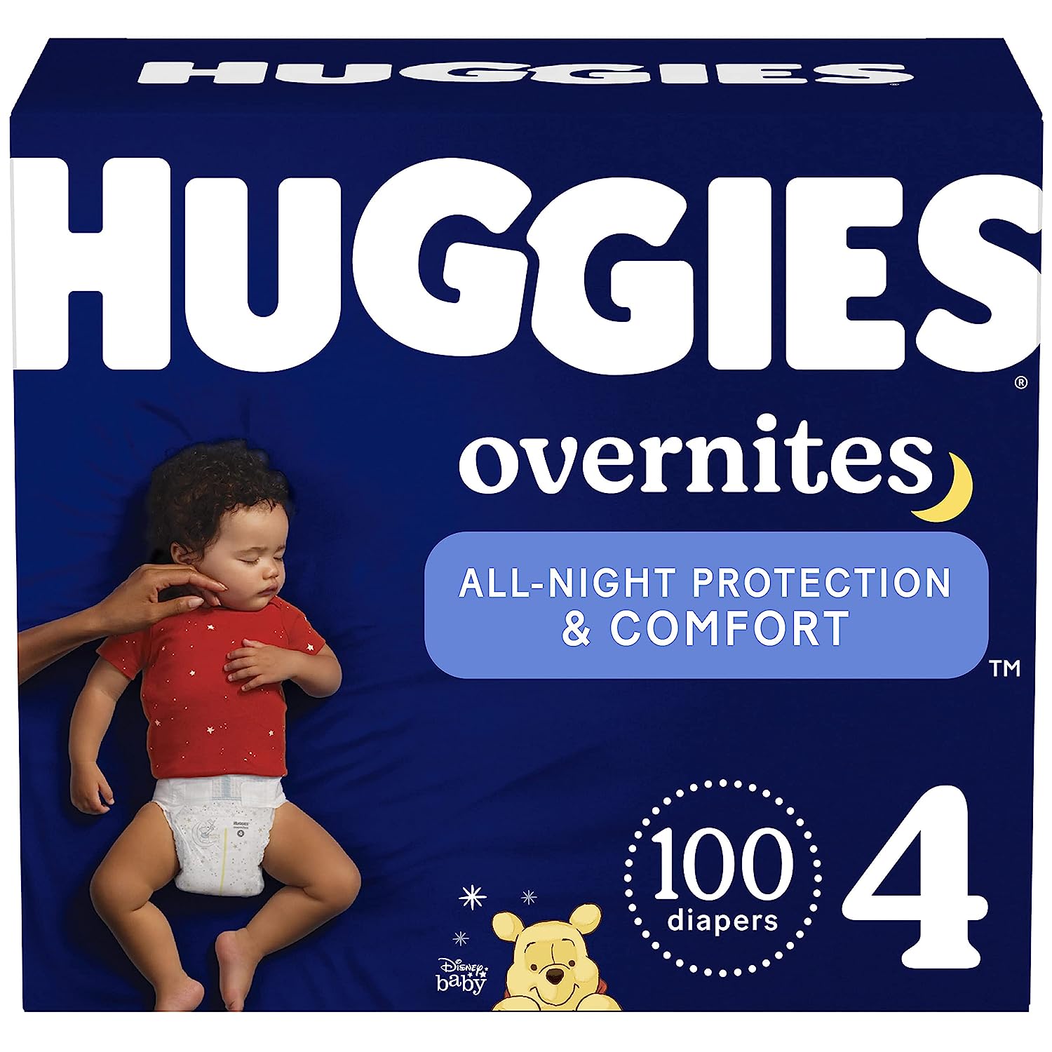 Huggies Overnites Nighttime Baby Diapers. Size 4 (22-37 lbs). 100 Ct