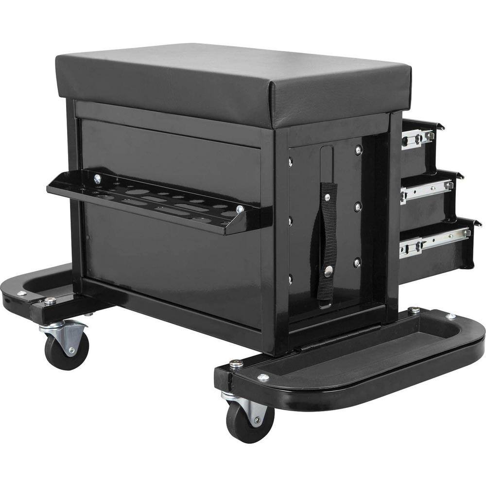 Torin APD2018R 3-Drawer 26.5 in. Rolling Mechanic Creeper Seat with 16-Slot Tool Tray