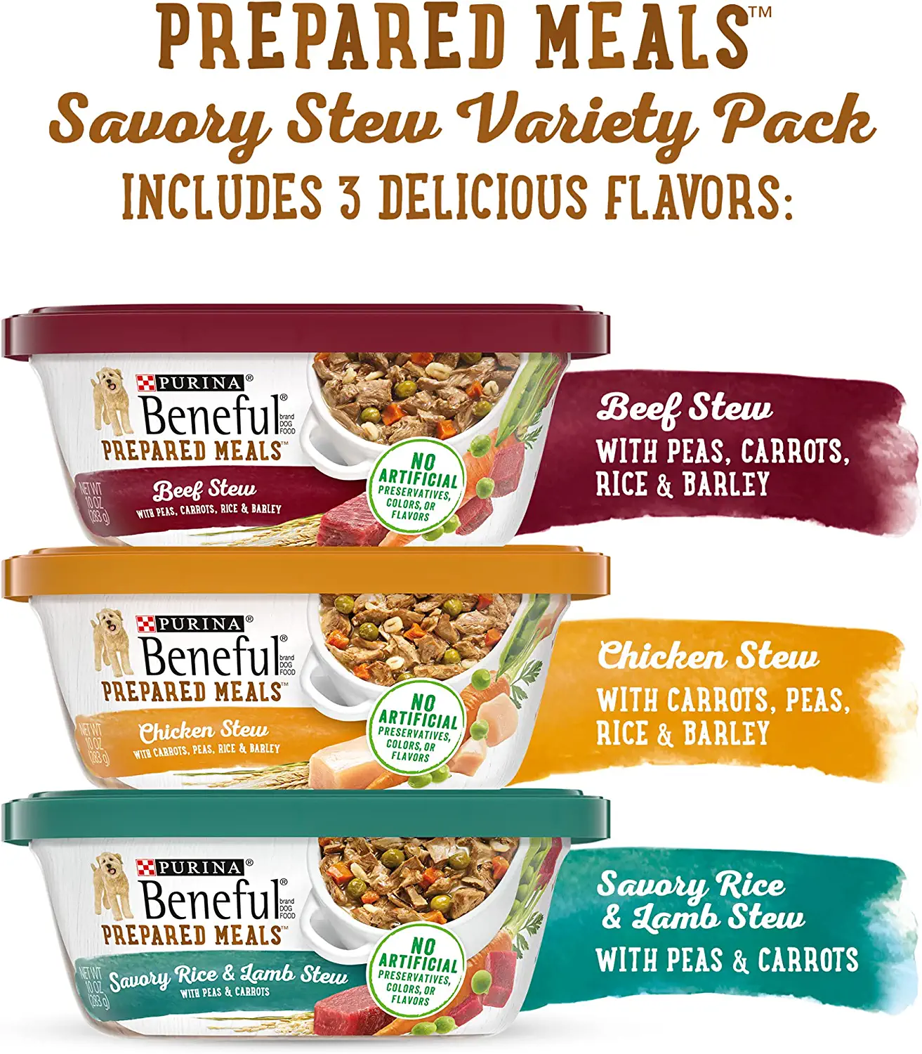 Purina Beneful High Protein Gravy Wet Dog Food Variety Pack. Prepared Meals Stew - (12) 10 oz. Tubs