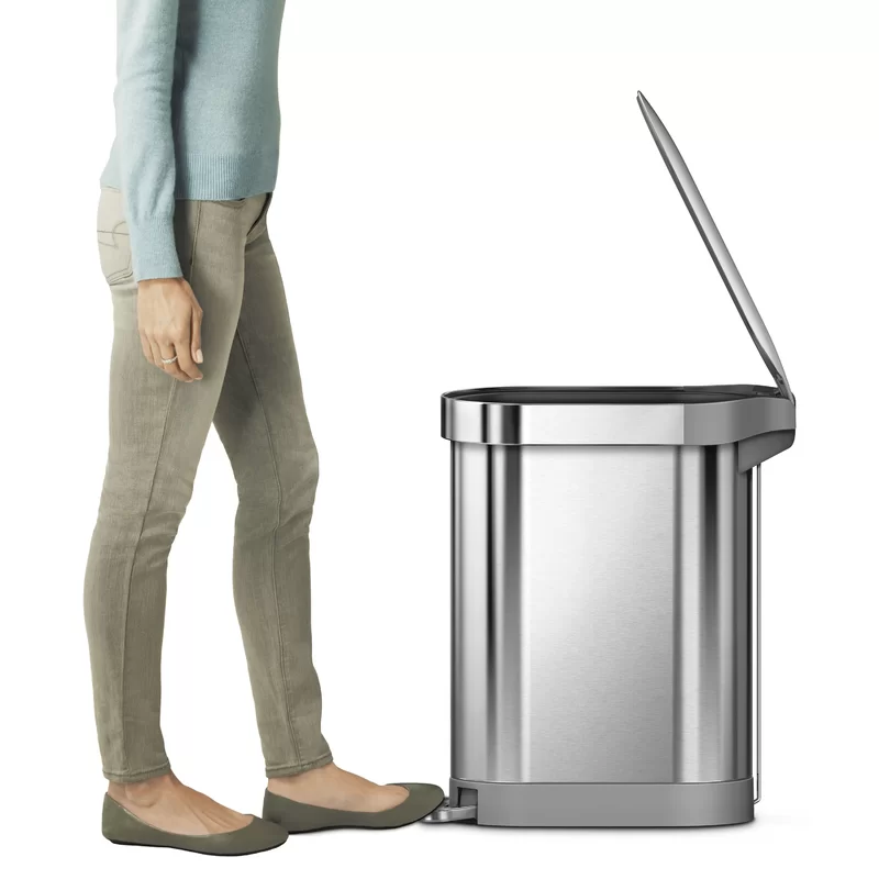 simplehuman 45 Liter / 12 Gallon Slim Hands-Free Kitchen Step Trash Can with Liner Rim. Brushed Stainless Steel