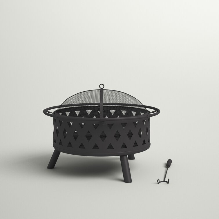 Adison 24” H x 32” W Steel Wood Burning Outdoor Fire Pit