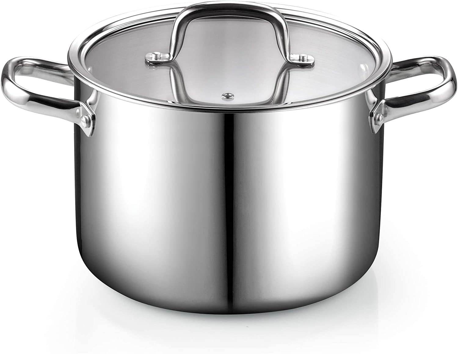 Cook N Home 02681 Tri-Ply Clad Stainless Steel Stockpot with Lid. 8 Quart. silver