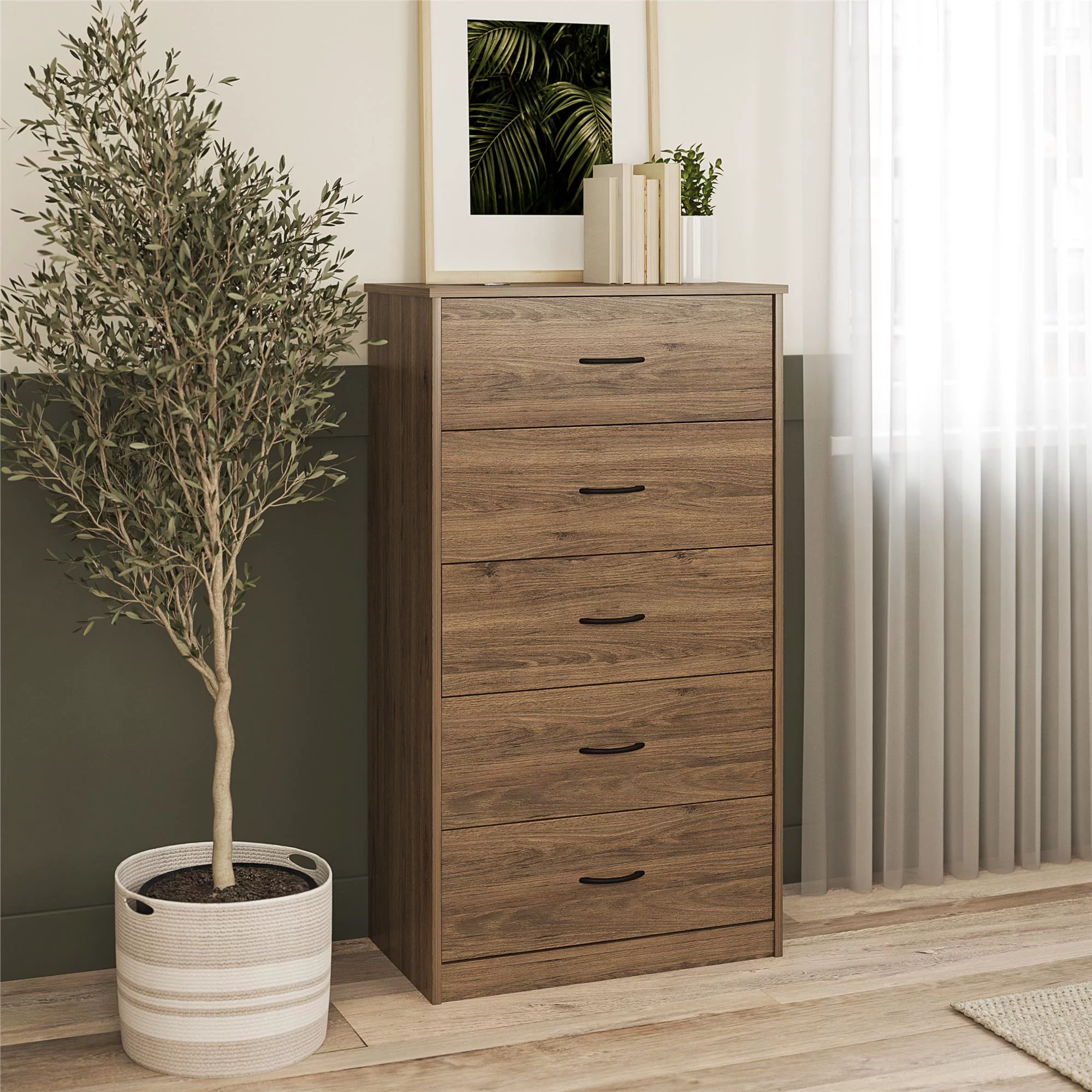 Mainstays Classic 5 Drawer Dresser. Rustic Oak