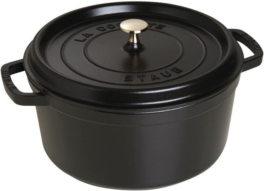 Staub Cast Iron 7-qt Round Cocotte - Black Matte. Made in France