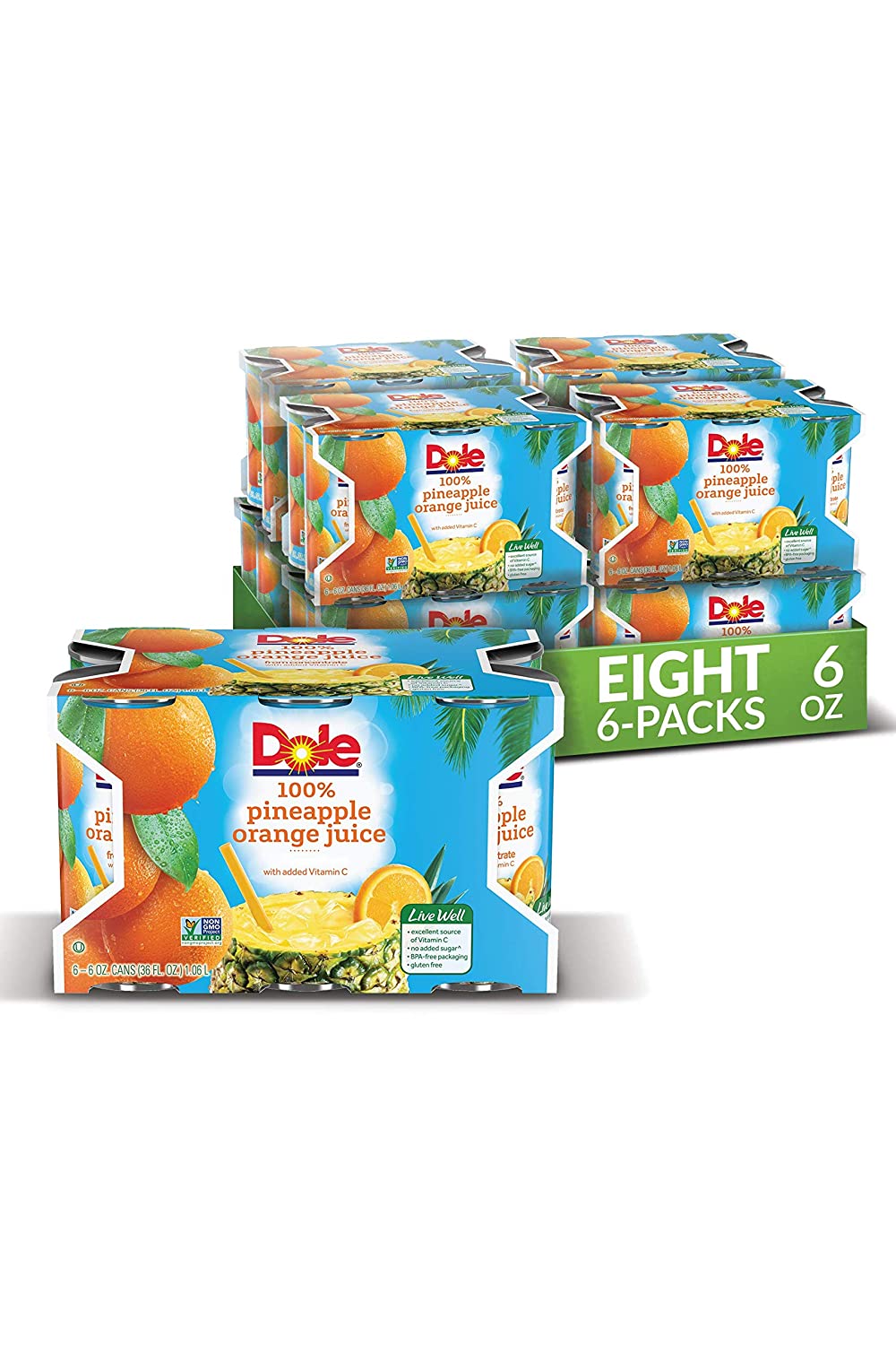 Dole Pineapple Orange Juice. 100% Fruit Juice with Added Vitamin C
