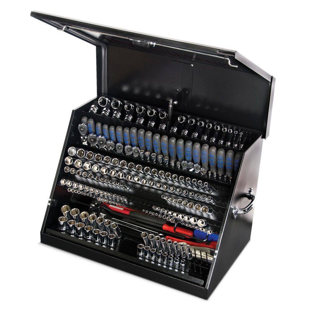 Montezuma LA400B 31 in. W x 20 in. D Portable Triangle Top Tool Chest for Sockets. Wrenches and Screwdrivers in Black Powder Coat
