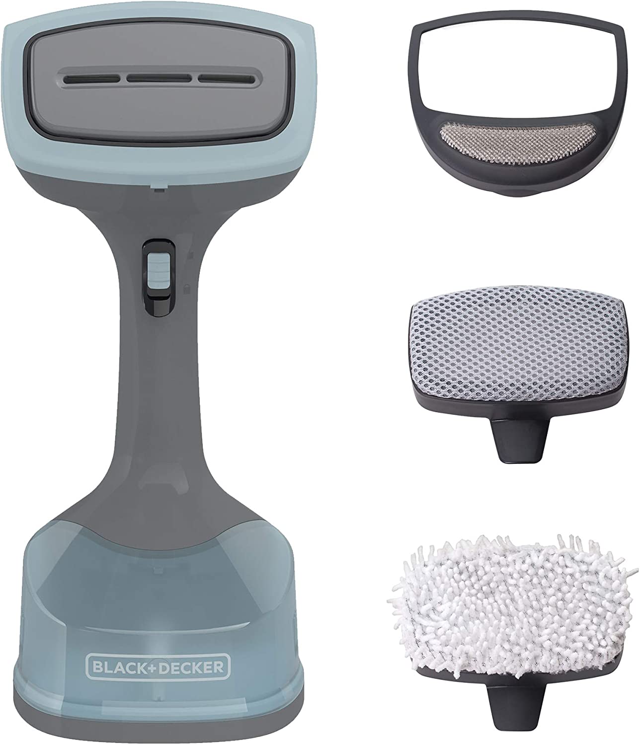 BLACK+DECKER  Grey/Blue Handheld Fabric Steamer with 3 Attachments