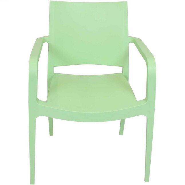 Sunnydaze Decor TLA-186-2PK 2 Stackable Green Plastic Frame Stationary Dining Chair(s) with Solid Seat
