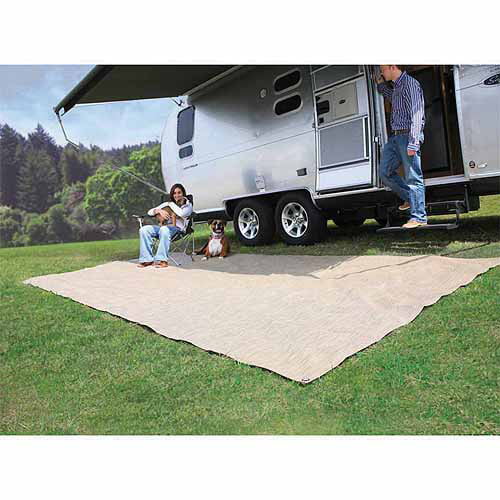 Camco 42811 7′ x 15′ RV Awning and Leisure Mat. Includes Canvas Tote Bag. Brown