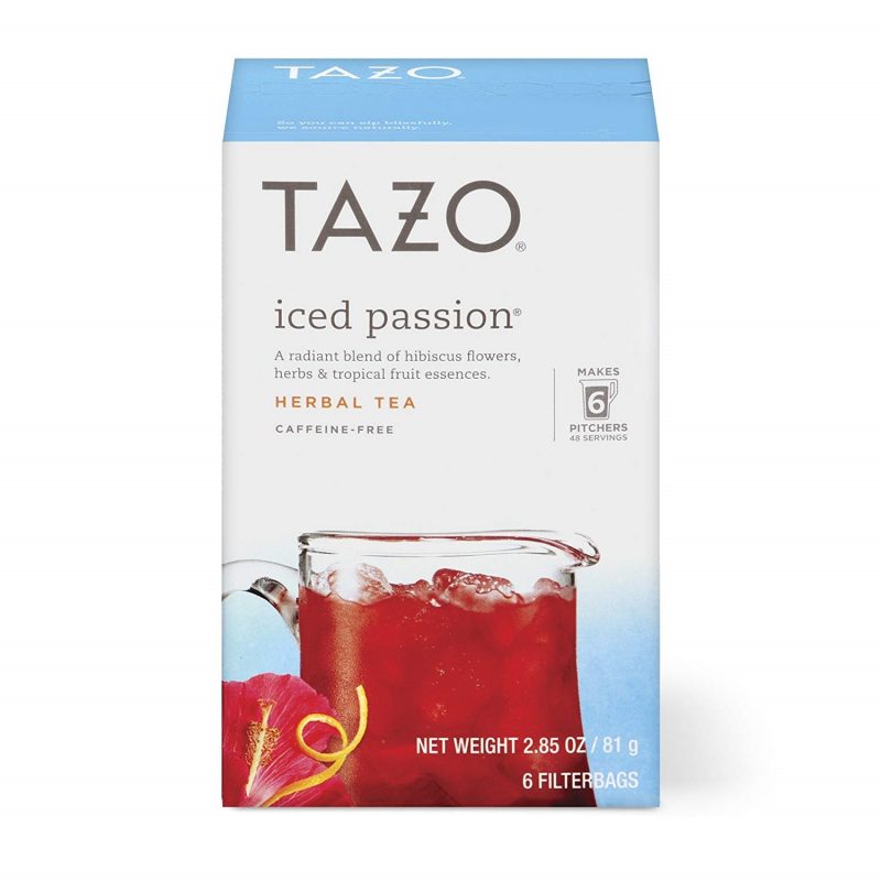 Tazo Herbal Tea Iced Tea Bags Cold. Iced Passion Caffeine-Free. 6 counts. 4 Pack
