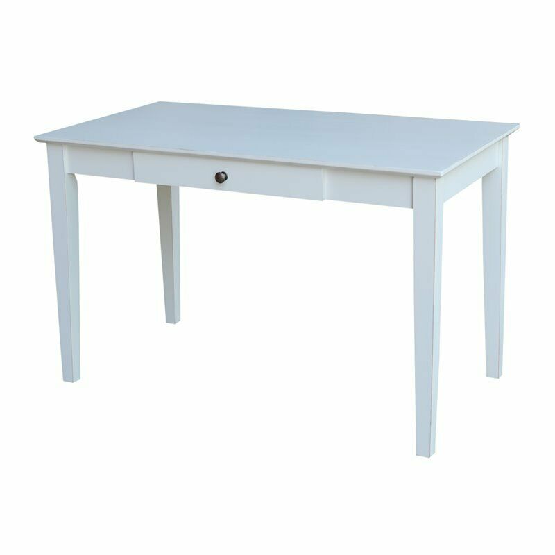 International Concepts 48 in. Rectangular White 1 Drawer Writing Desk with Solid Wood Material