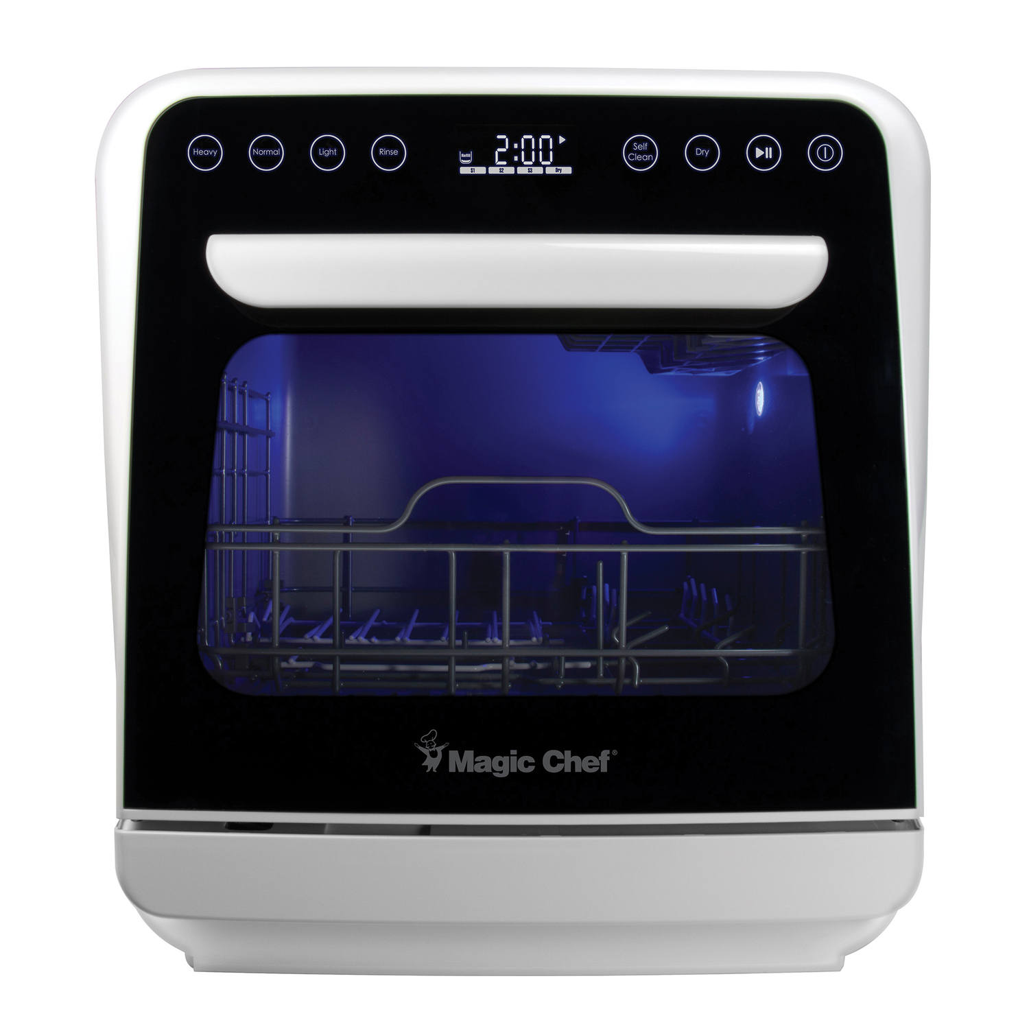 Magic Chef Mini Countertop Dishwasher in White - 3 Plate Setting Capacity MCSCD3W