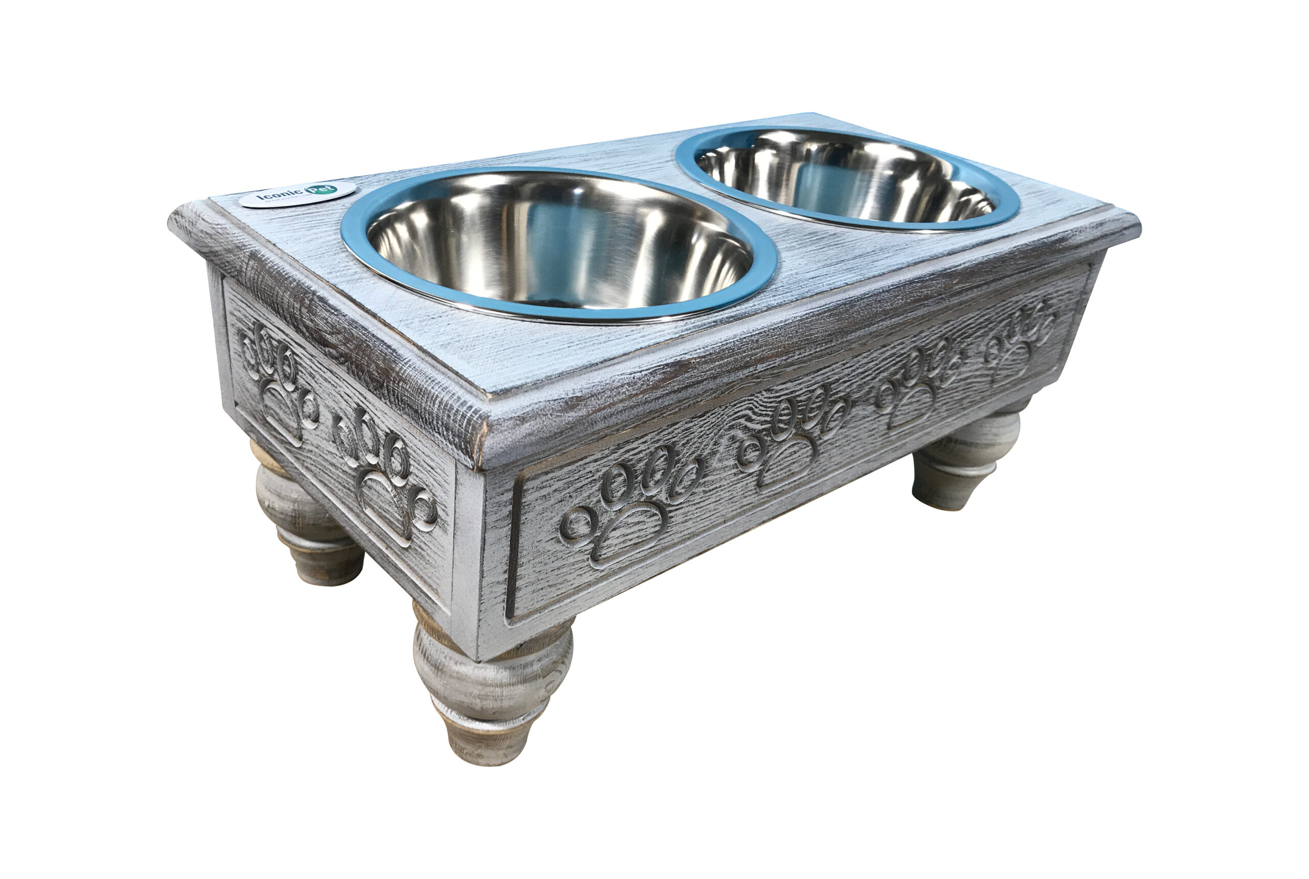 Sassy Paws Raised Wooden Pet Double Diner Elevated Feeder