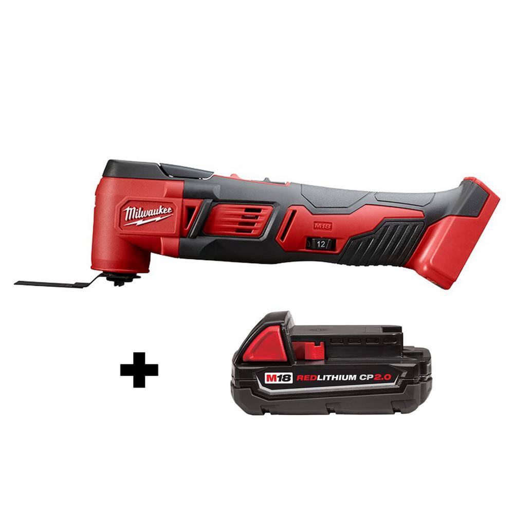 Milwaukee 2626-20-48-11-1820 M18 18V Lithium-Ion Cordless Multi-Tool with 2.0 Ah Compact Battery