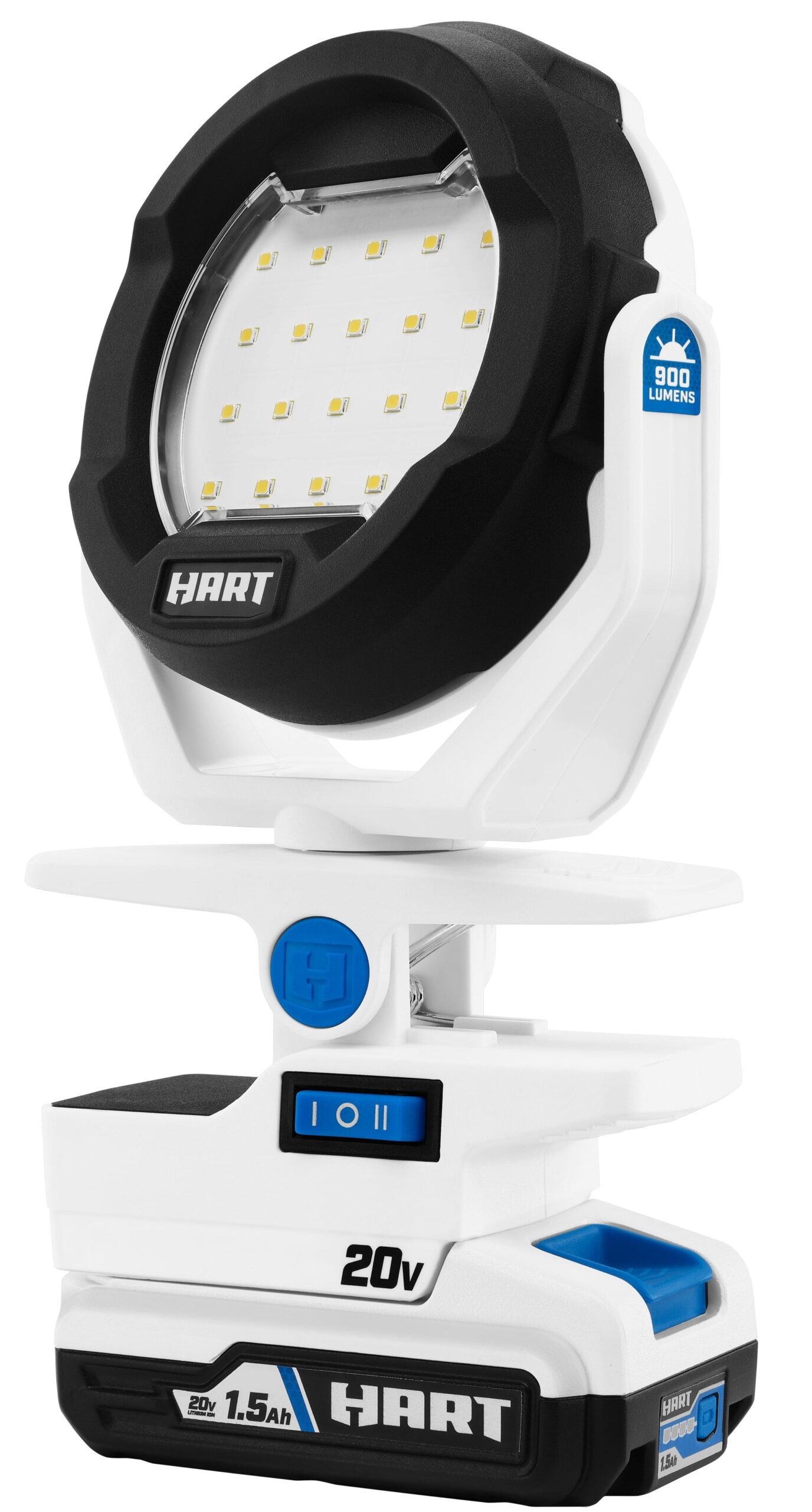 HART 20-Volt LED Clamping Light Kit (1) 20-Volt Lithium-Ion Battery. 900 Lumens