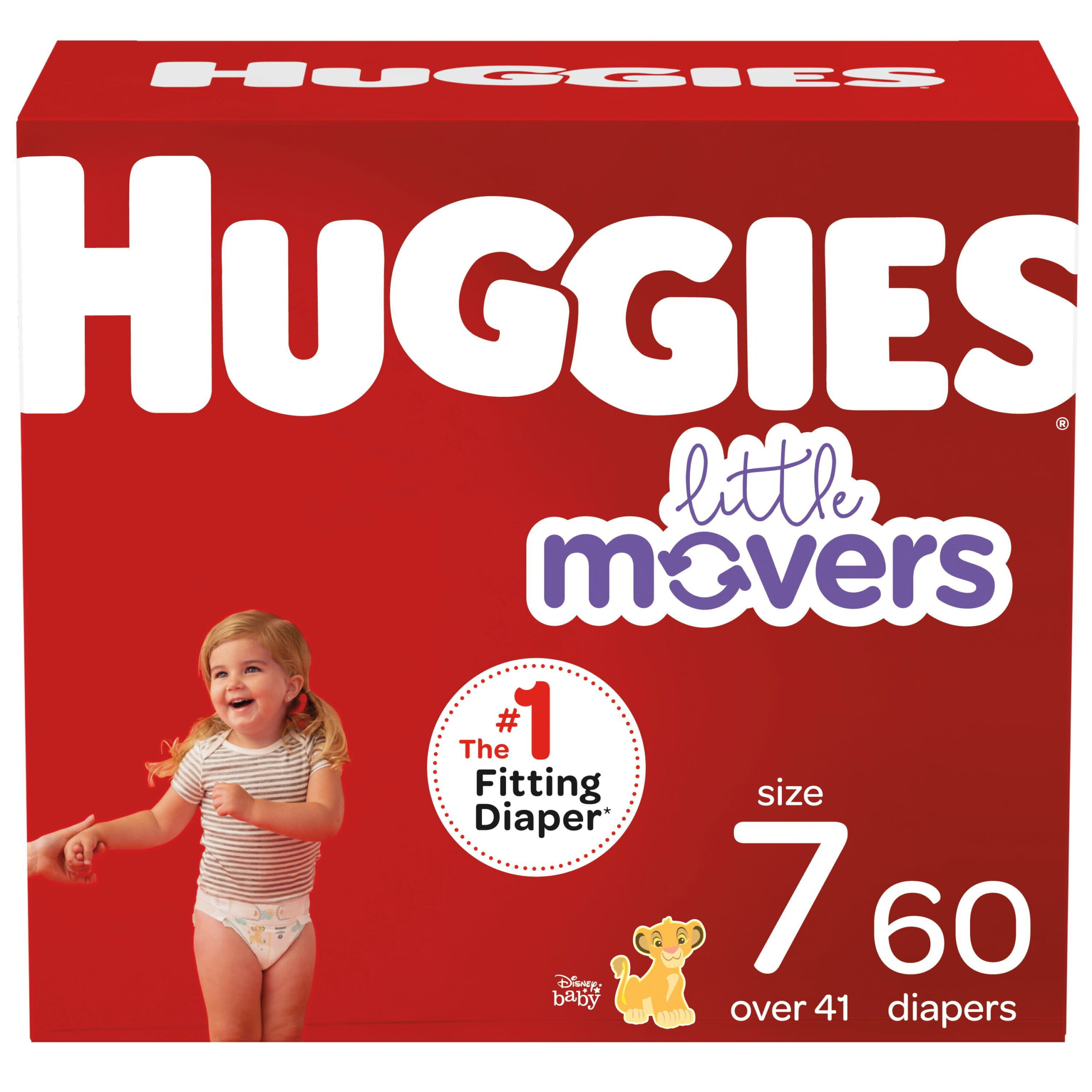 Huggies Little Movers Baby Diapers. 60count. size 7 (41+ lb)